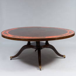 Large Regency Style Faux Tortoiseshell and Red Painted