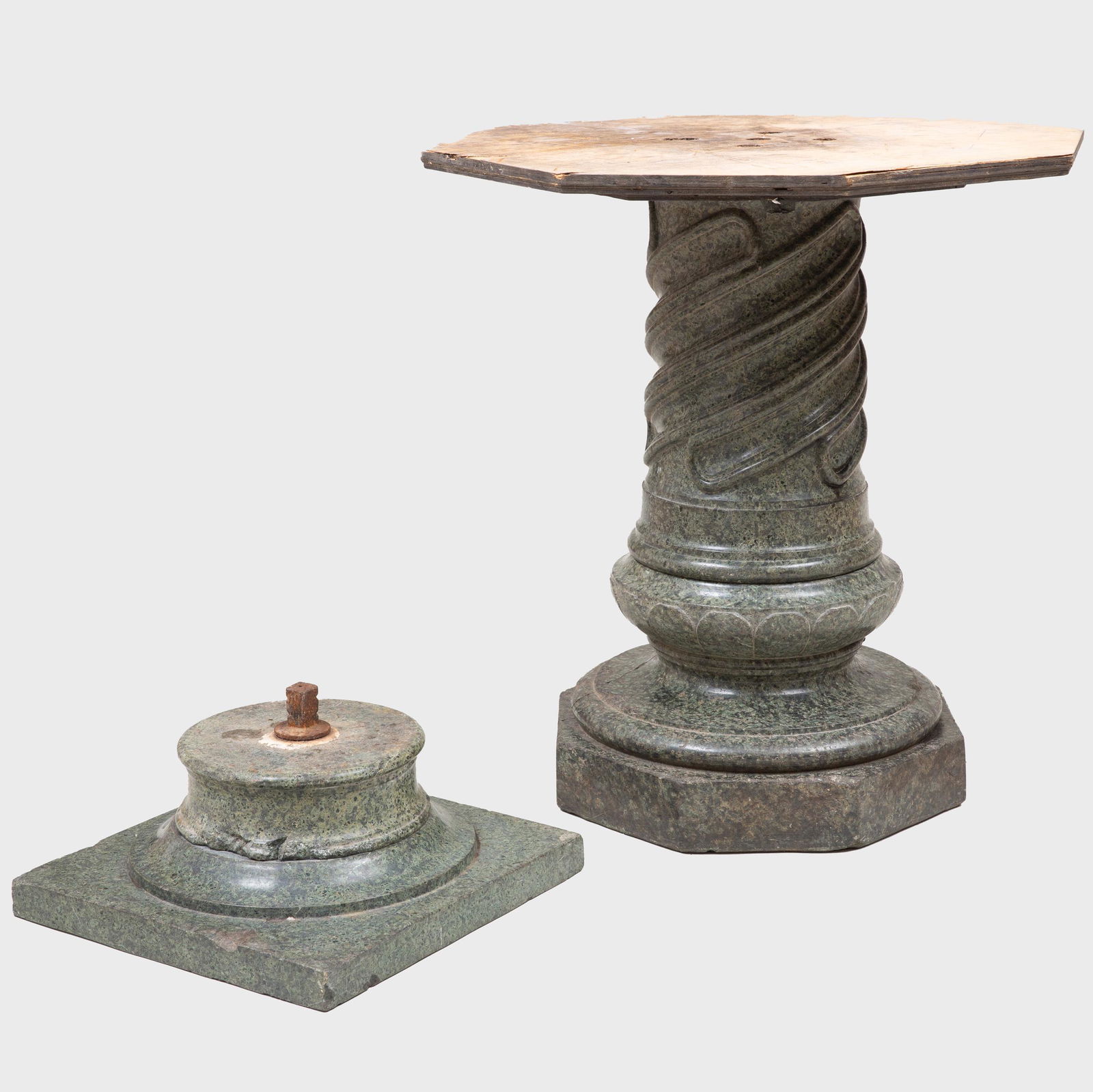Italian Carved Green Serpentine Marble Pedestal Table (1 of 2)