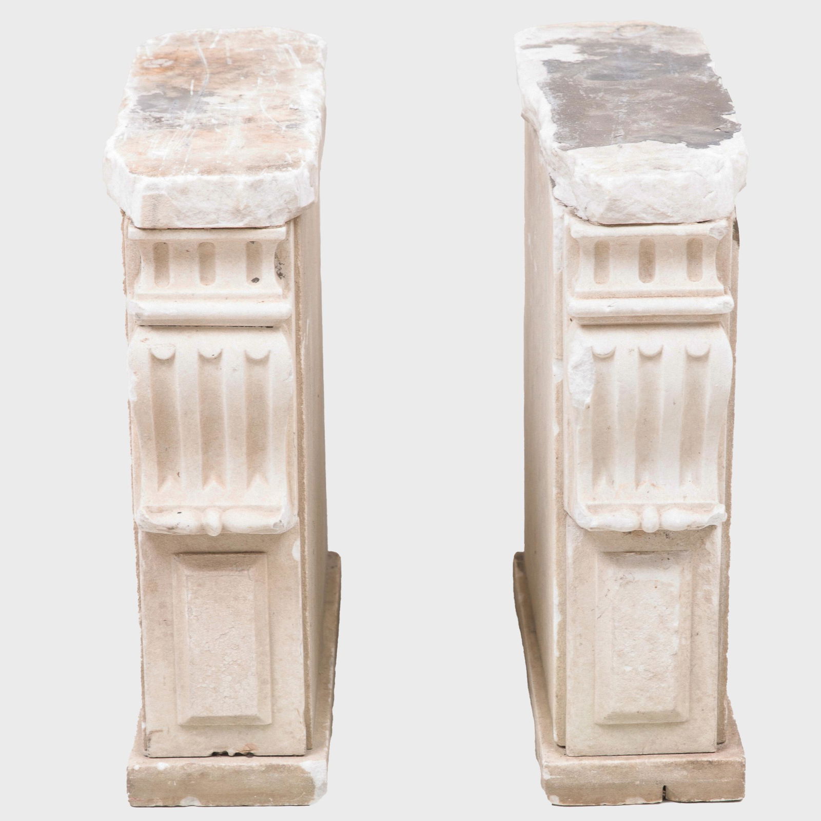 Pair of Carved White  Marble Table Supports (1 of 4)