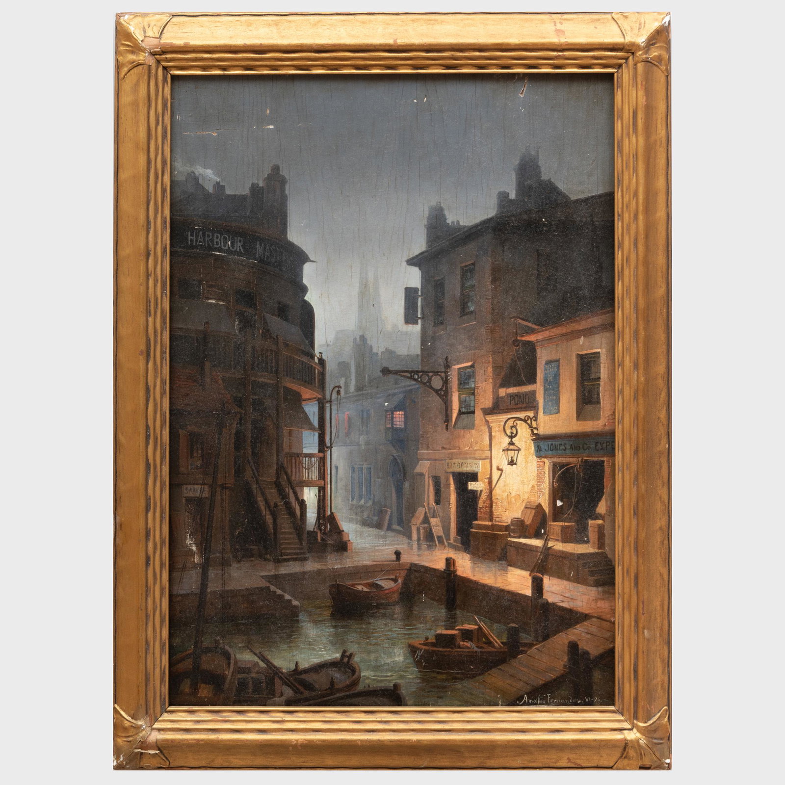 Amalio Fernandez (1859-1928): Harbor Master: Amalio Fernandez (1859-1928): Harbor Master Oil on board, signed 'Amalio Fernandez' and inscribed 'VI-96' lower right. 20 1/4 x 16 in., 23 1/2 x 19 1/2 in. (frame).