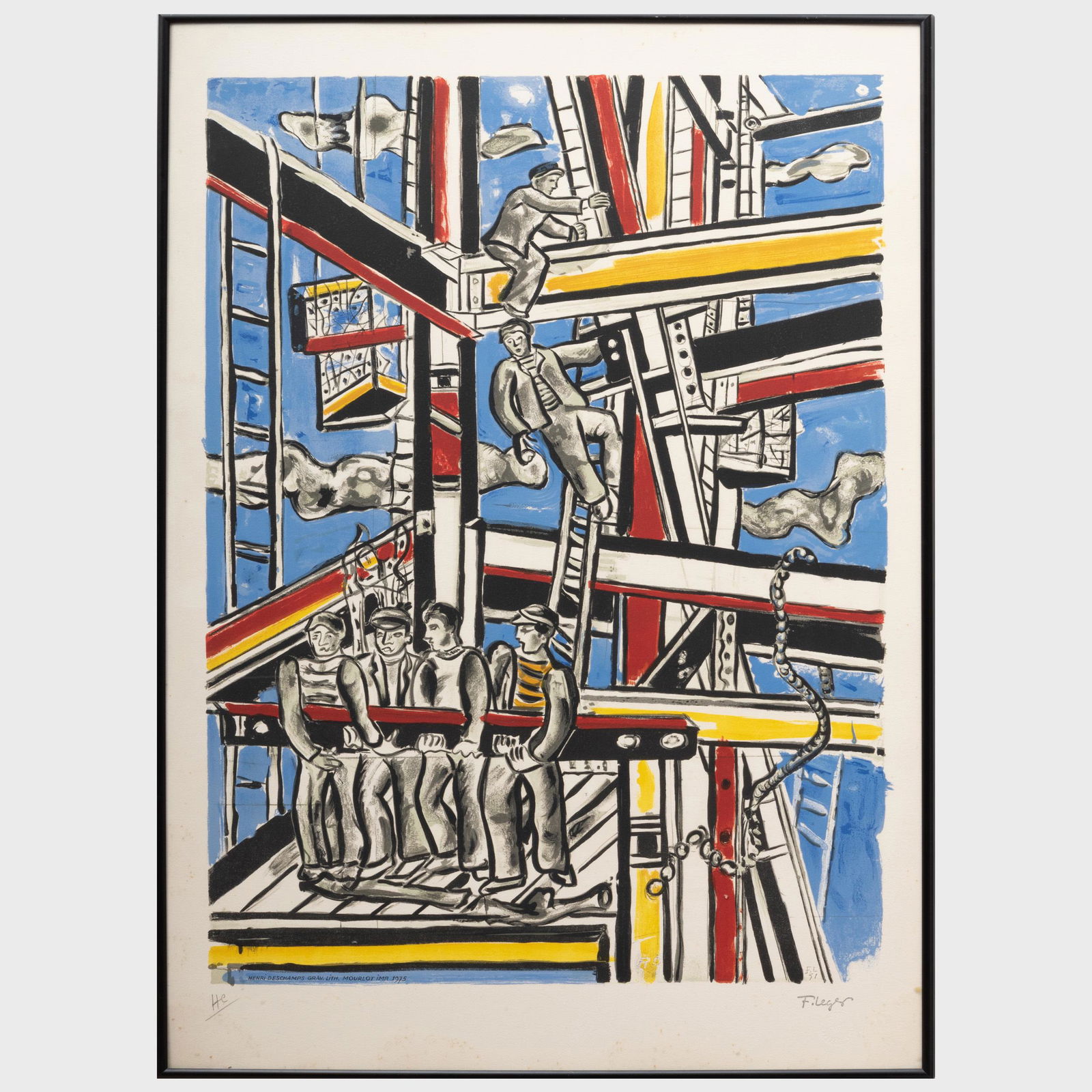 After Fernand Leger (1881-1955): Constructors: After Fernand Leger (1881-1955): Constructors Lithograph in colors on wove paper, 1975, with the stamped signature and inscribed 'HC'. 34 1/4 x 23 1/4 in. (sight), 35 x 24 in. (frame). Property From t