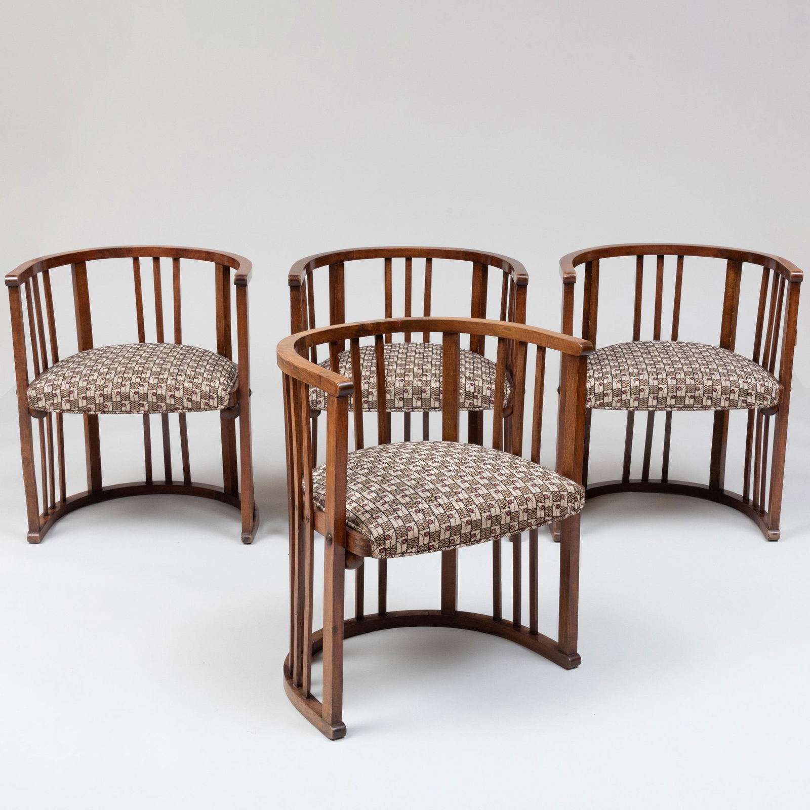 Set of Four Josef Hoffman Style Walnut Armchairs (1 of 10)
