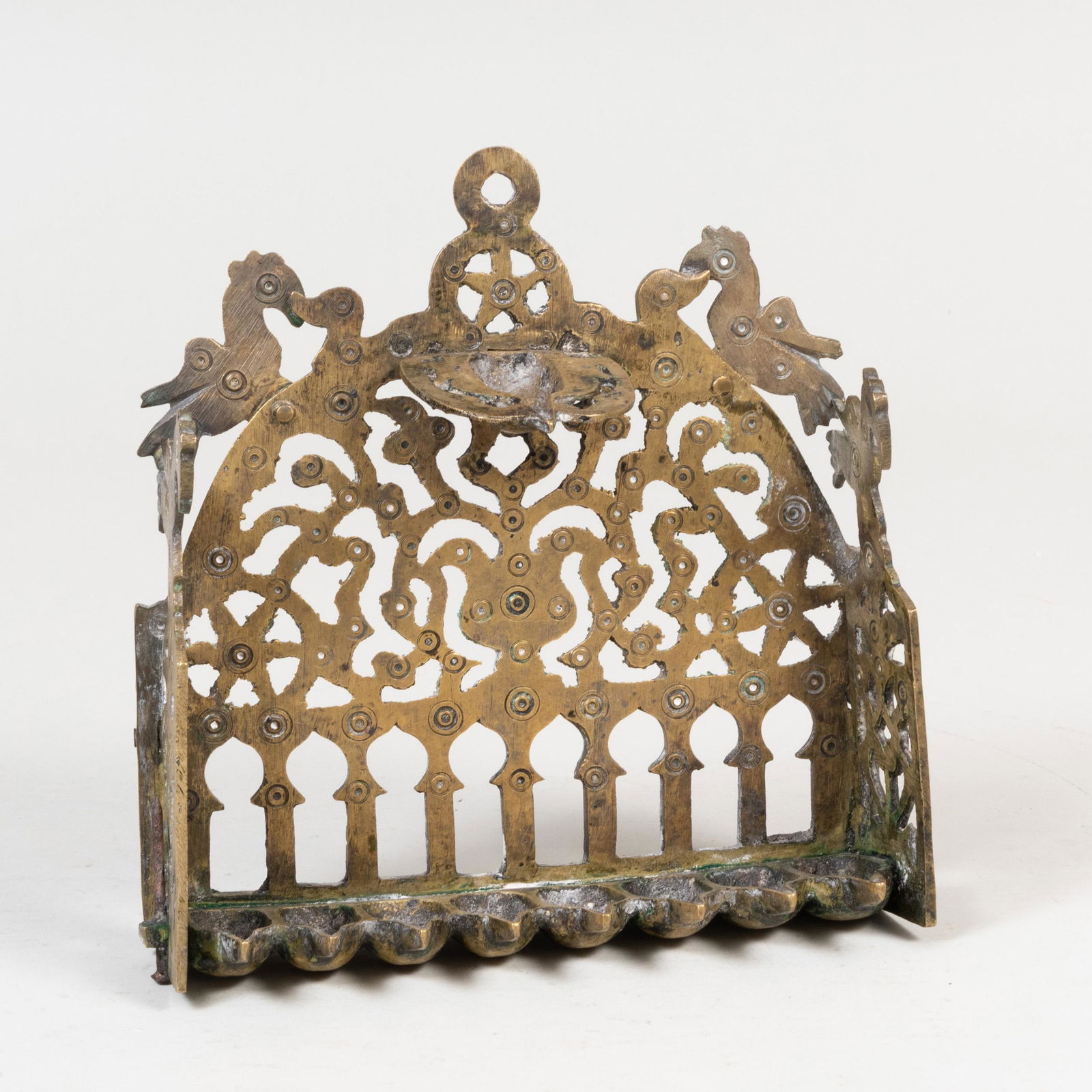 Moroccan Cast Brass Hanukkah Lamp (1 of 7)