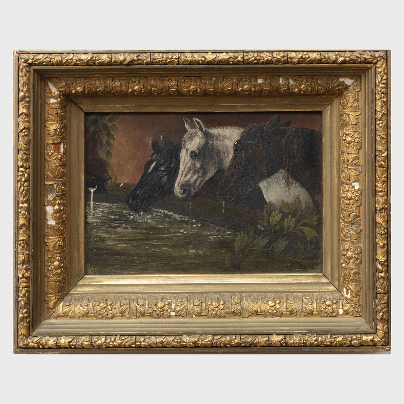 American School: Horses at the Watering Trough: American School: Horses at the Watering Trough