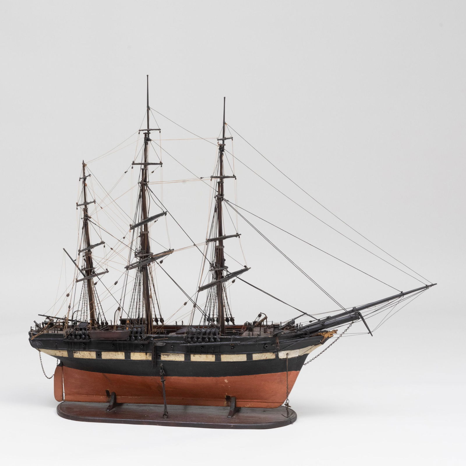 Painted Model of a Three-Mast Sailing Ship (1 of 10)