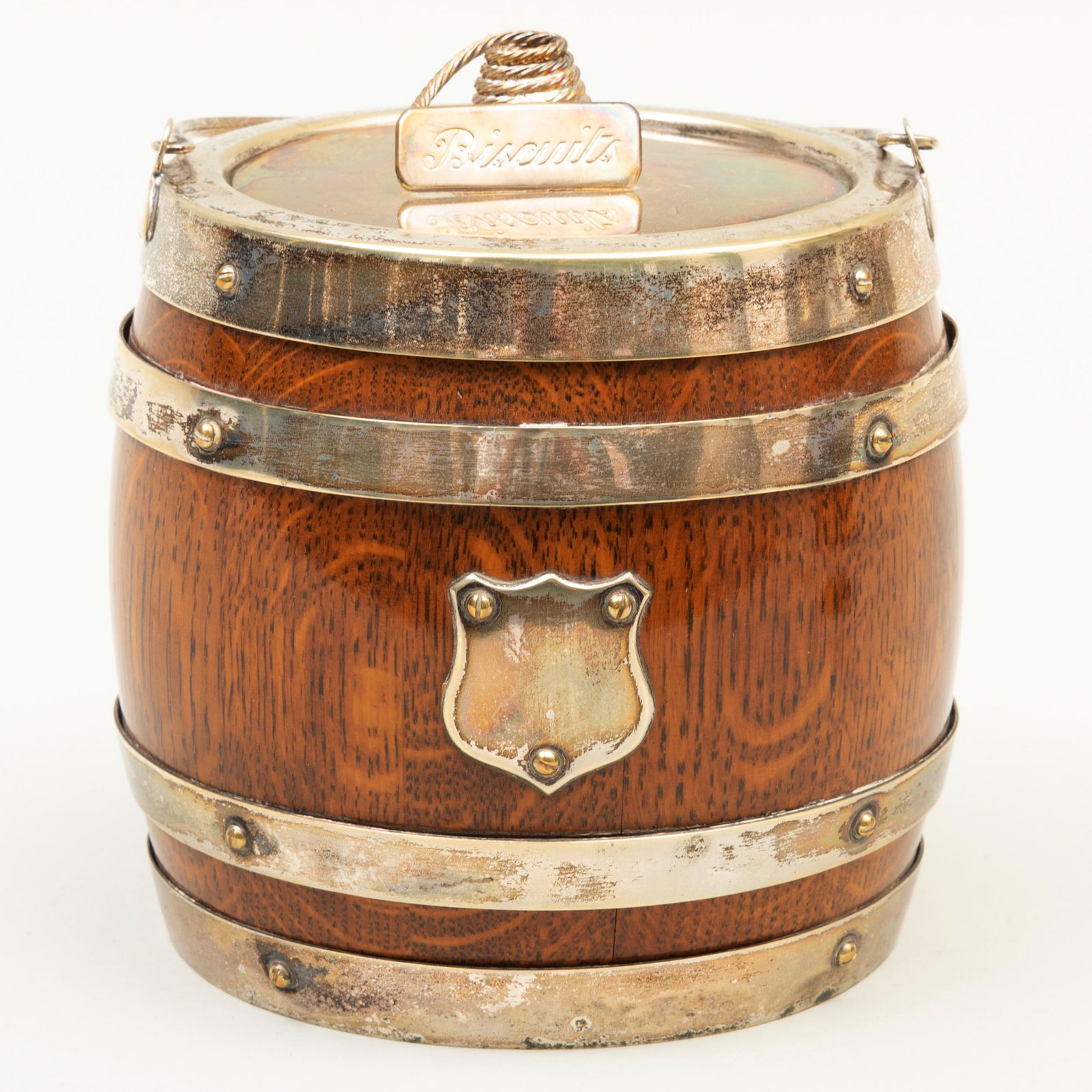 Victorian Silver-Plate and Wood Biscuit Jar (1 of 7)