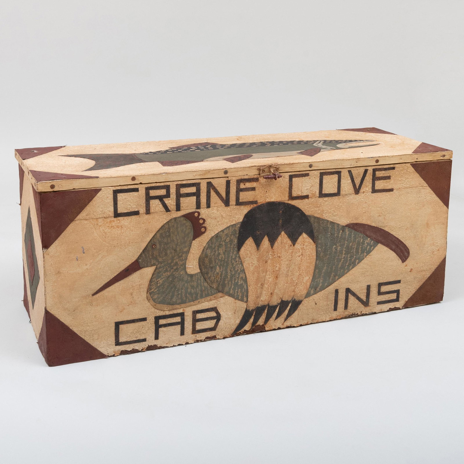 Rustic Painted Tin and Wood Blanket Chest, Crane Cove (1 of 8)