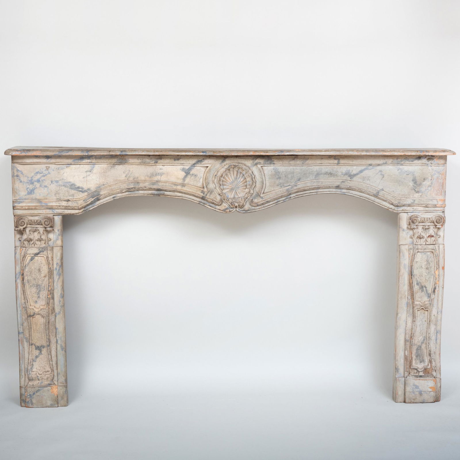 Faux Marble Painted Wood Rococo Style Mantel Piece (1 of 4)