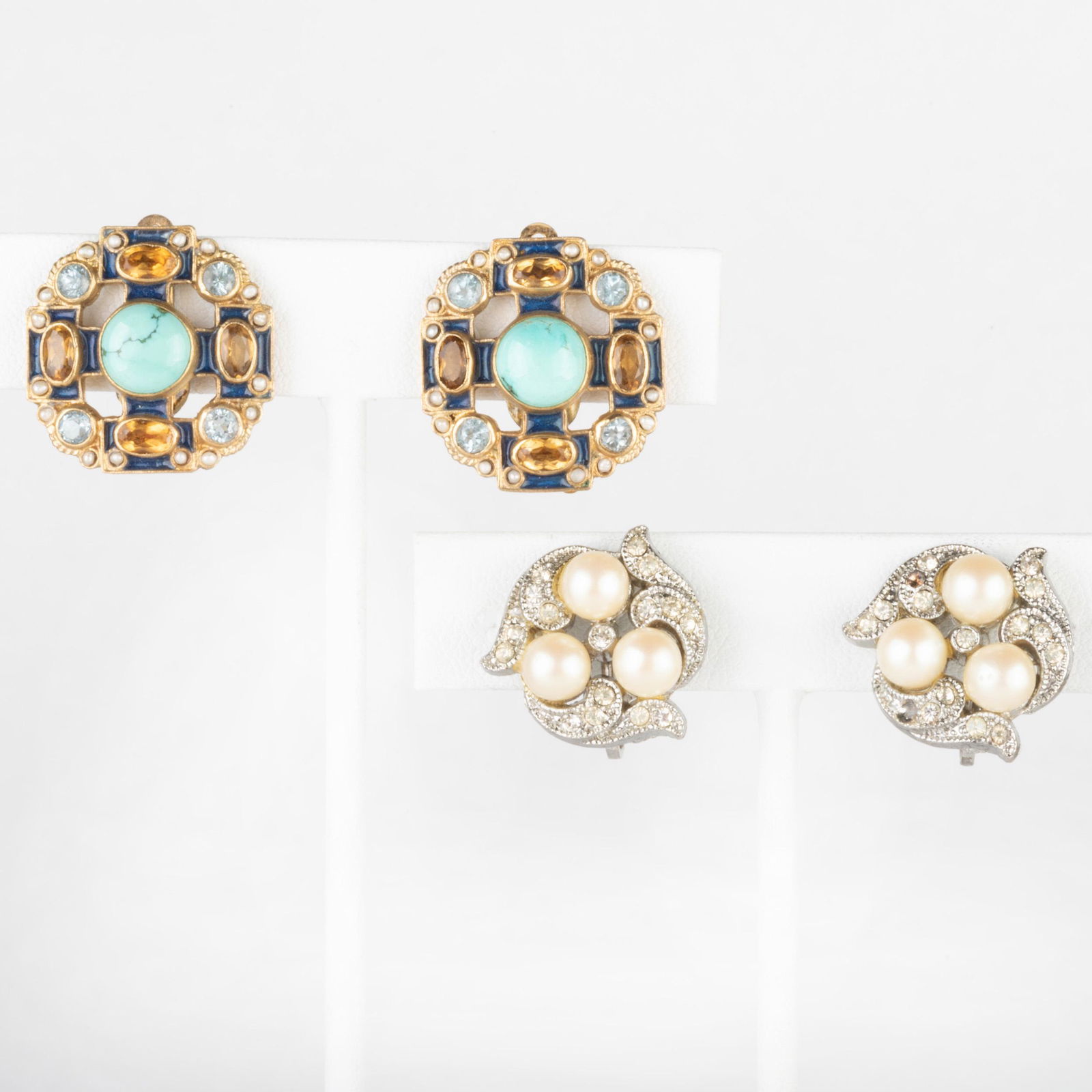 Pair of Percossi Gem Set Earclips (1 of 7)