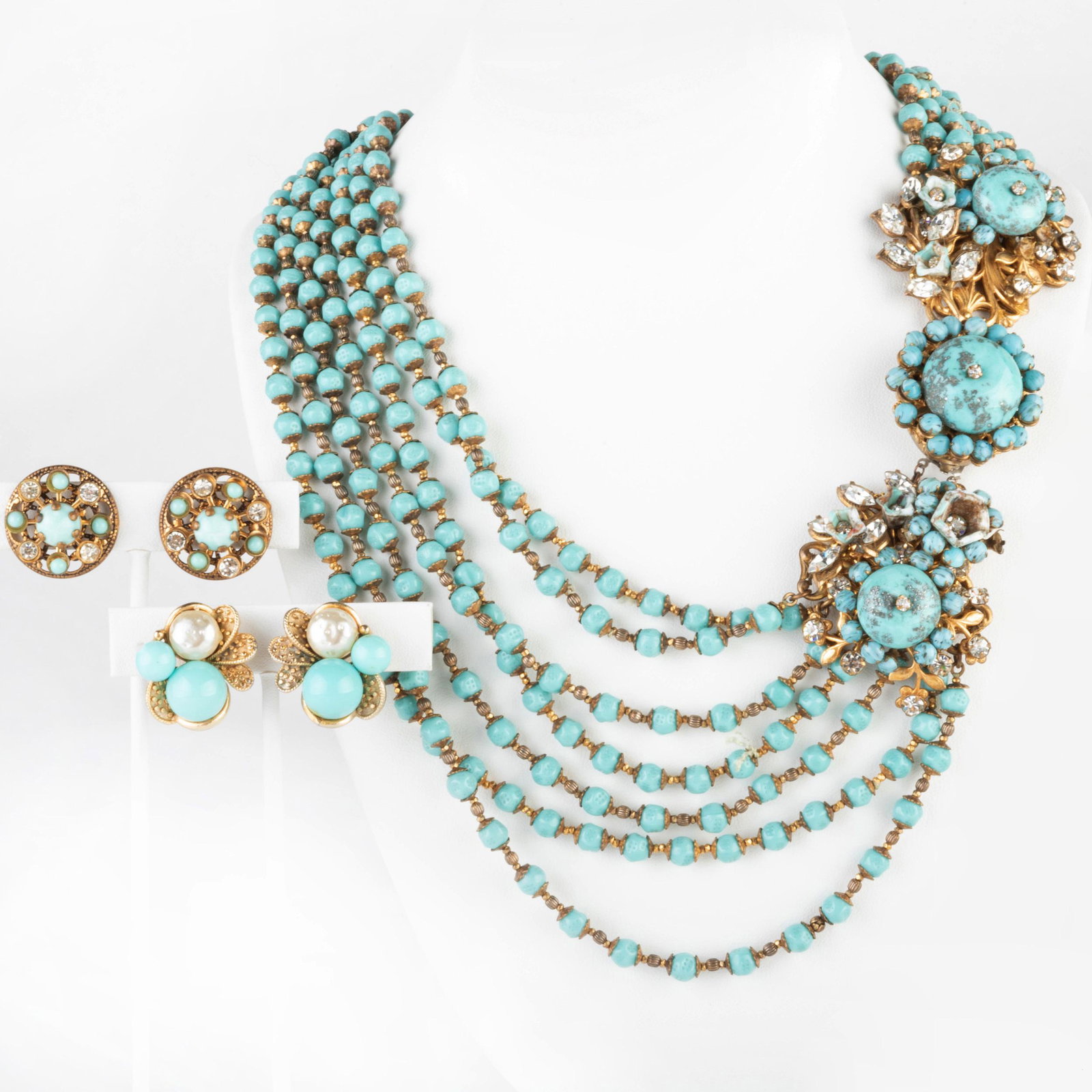 Miriam Haskell Multi Strand Turquoise Glass Bead (1 of 7)