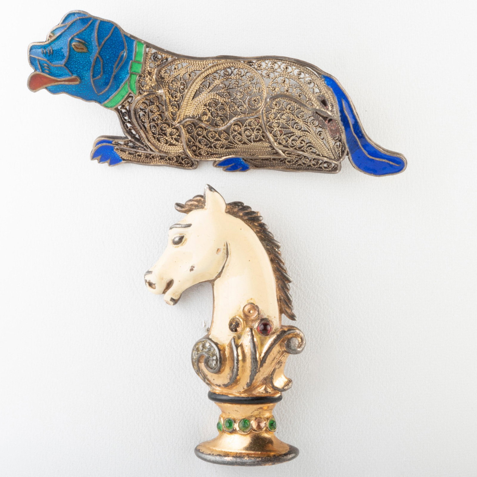 Trifari Silver and Enamel Knight Chess Piece Pin and a (1 of 5)