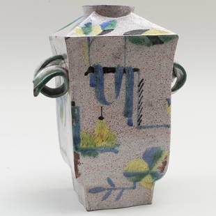 Hilda Jesser Glazed Earthenware Vase, for the Wiener: Hilda Jesser Glazed Earthenware Vase, for the Wiener Werkstätte Impressed marks. 9 in. high. Literature: Die Wiener Werkstätte, Modernes Kunsthandwerk Von 1903-1932, Österreichische Museum für an