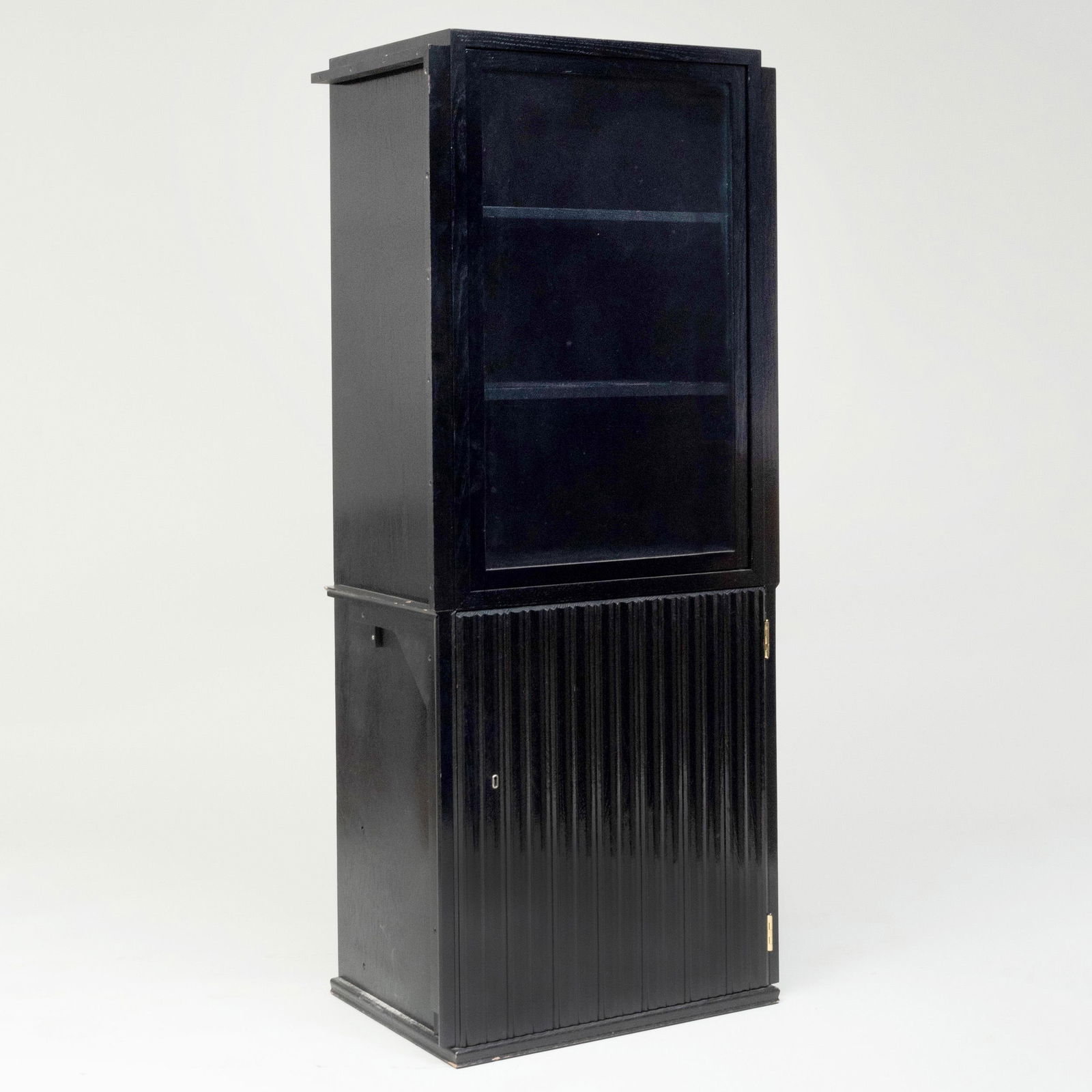 Josef Hoffman Style Ebonized Wood and Glass Vitrine: Josef Hoffman Style Ebonized Wood and Glass Vitrine 5 ft. 5 in. x 27 1/2 x 18 3/4 in.