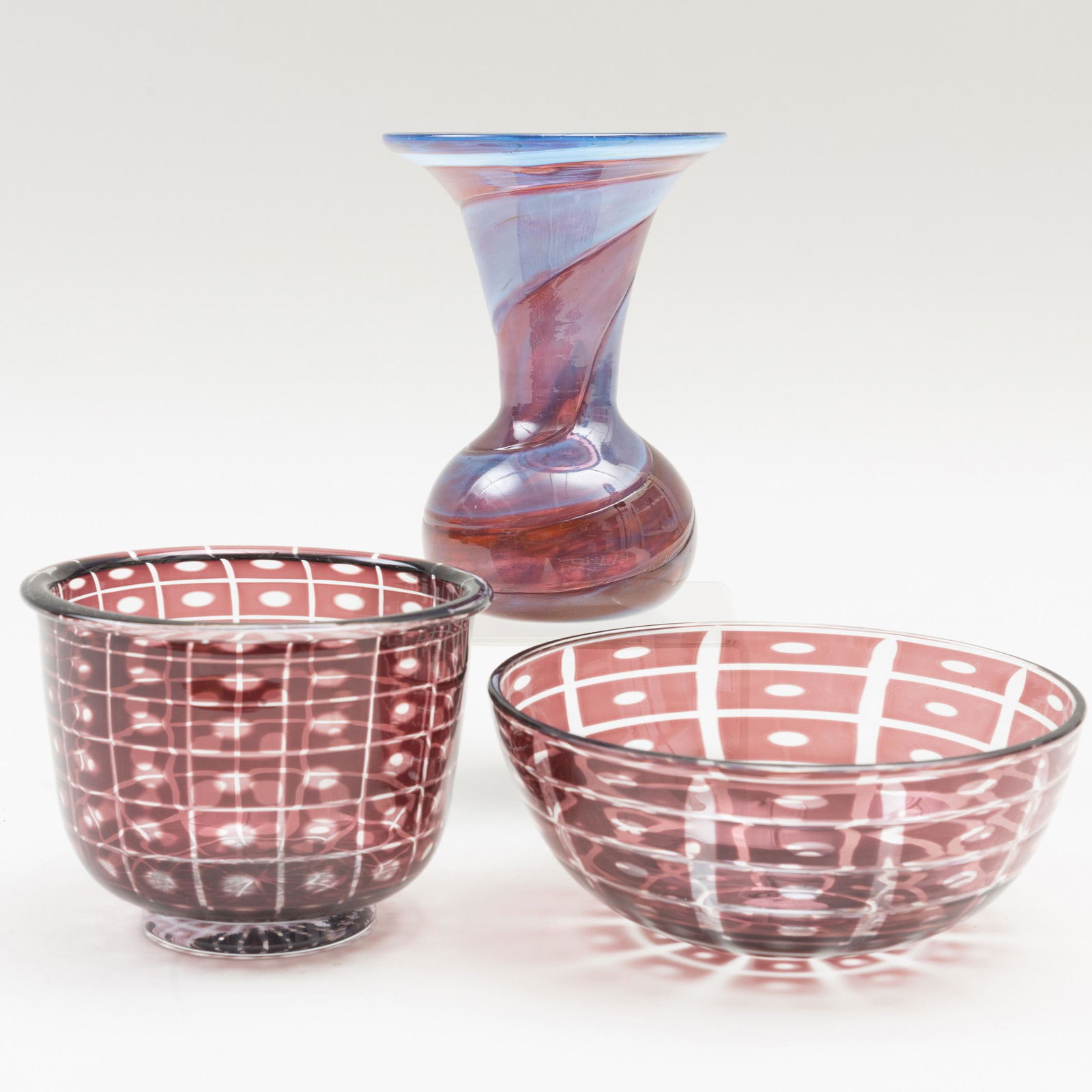 Three Internally Decorated Glass Vessels (1 of 6)