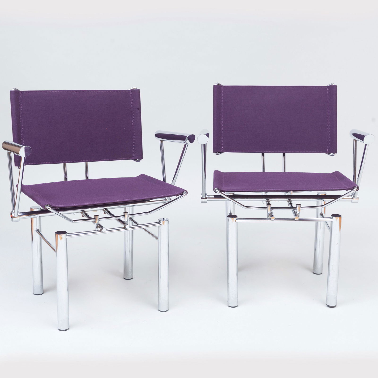 Pair of Hans Ullrich Bitsch Chrome and Canvas Armchairs: Pair of Hans Ullrich Bitsch Chrome and Canvas Armchairs 31 1/2 x 25 x 20 in.