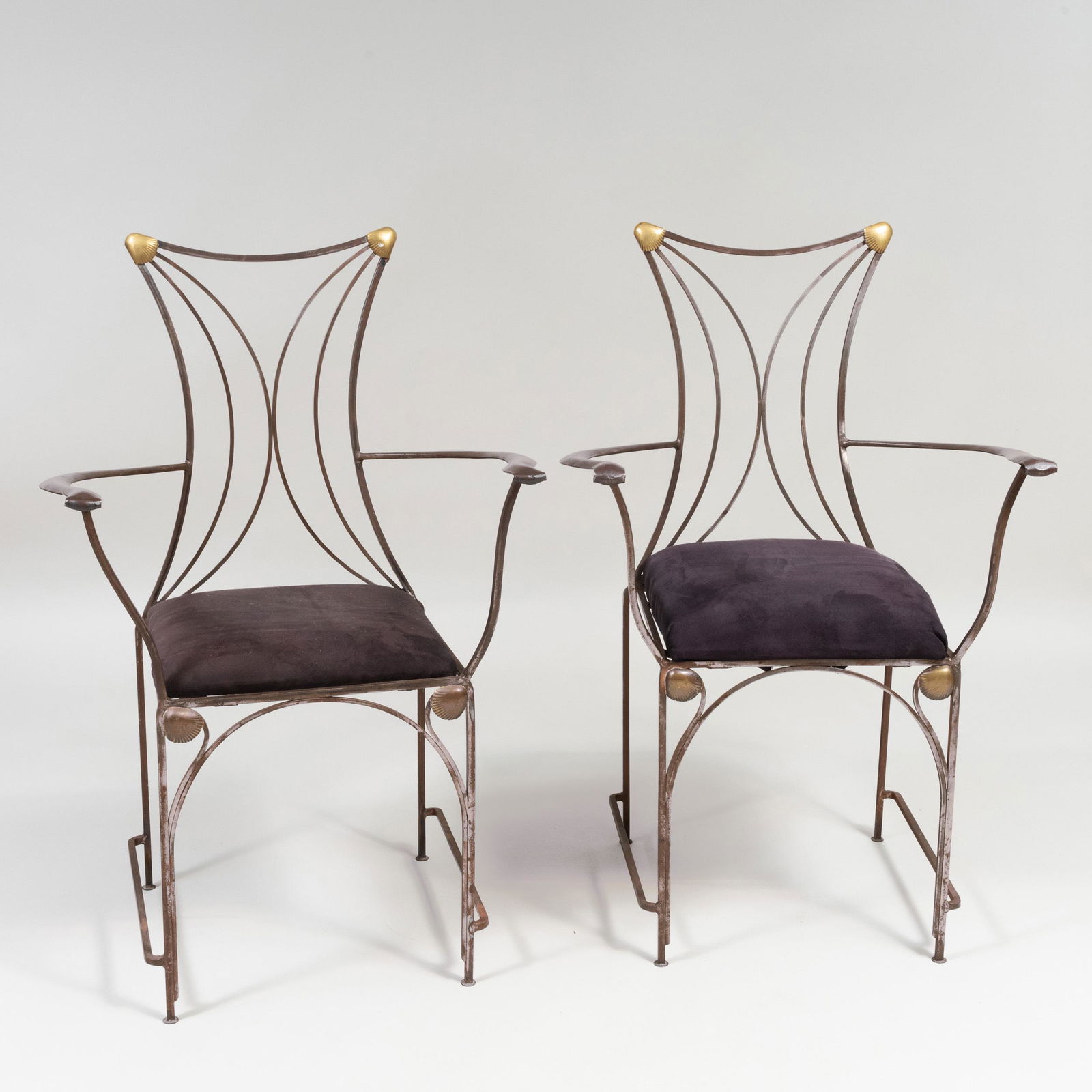 Pair of Art Nouveau Style Wrought Iron and Parcel Gilt (1 of 7)