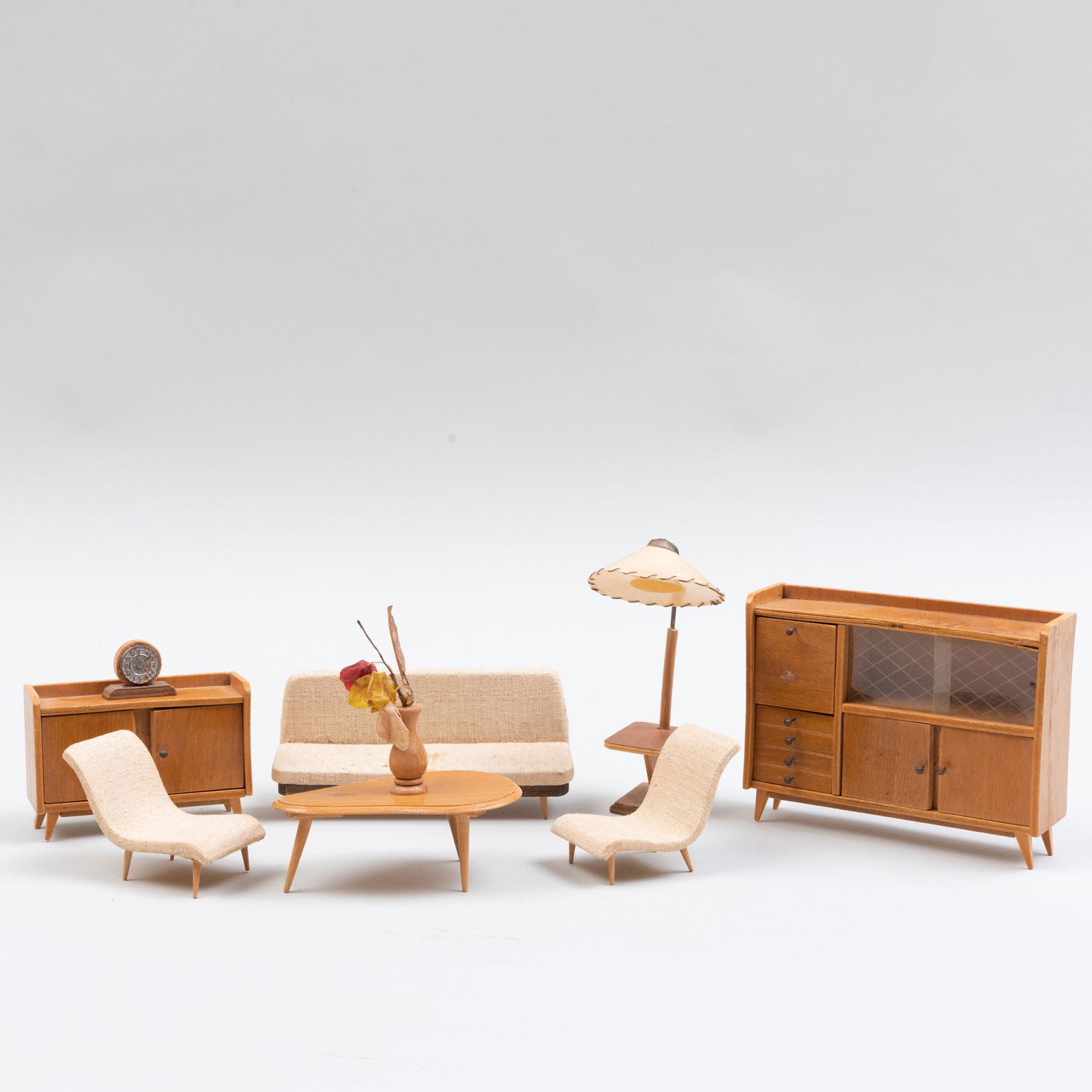 Miniature Suite of Mid-Century Wood Office Furniture (1 of 4)