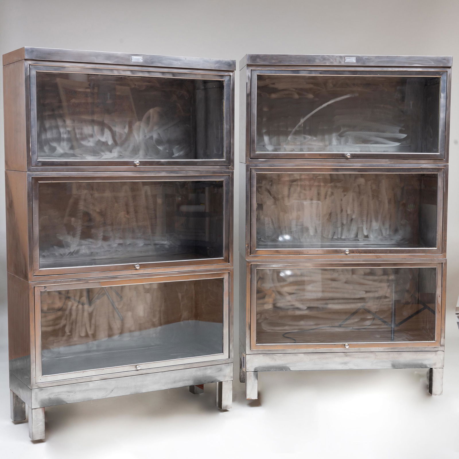 Pair of Brushed Metal Barrister Bookcases (1 of 5)