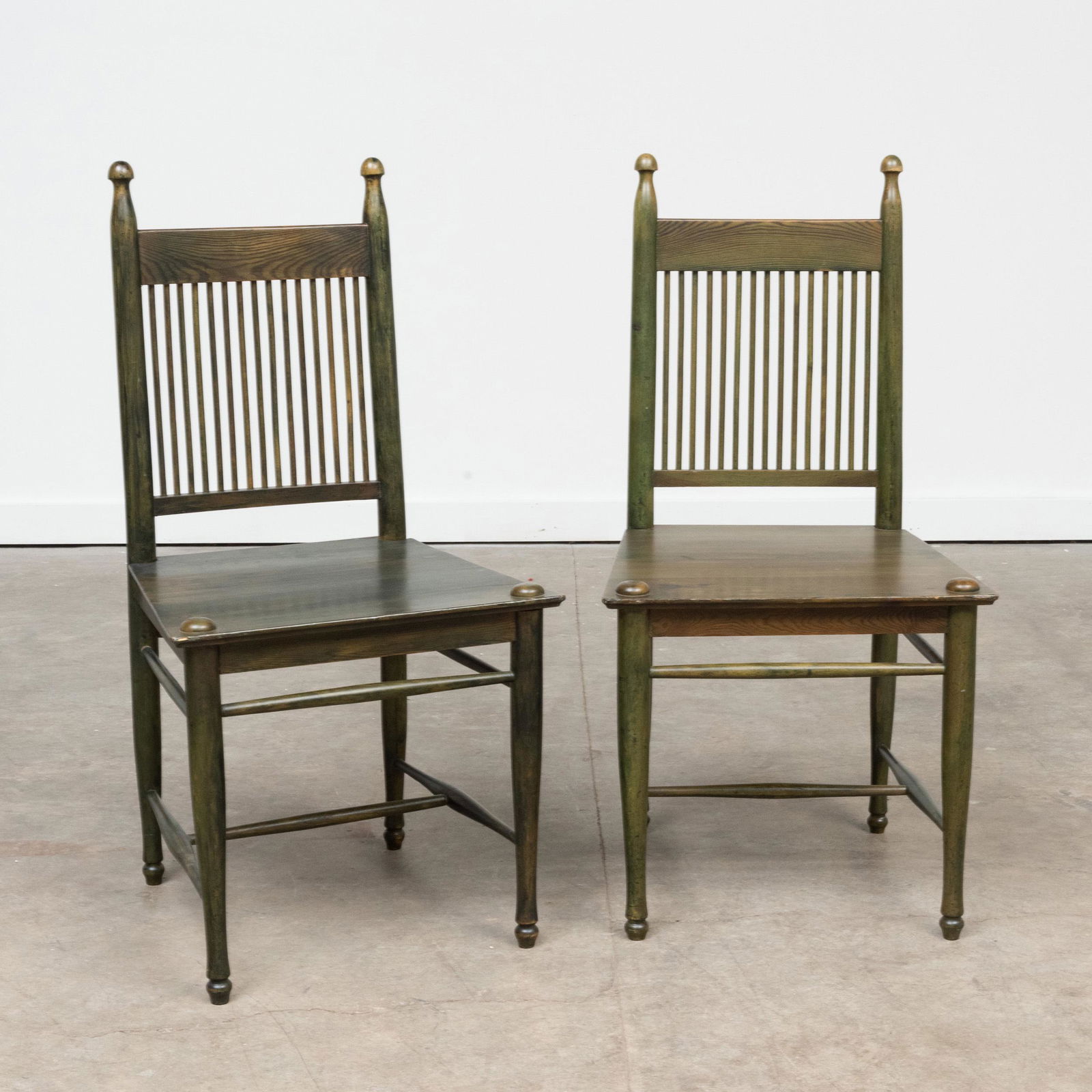 Pair of Carl Westman Stained Pine Side Chairs: Pair of Carl Westman Stained Pine Side Chairs 37 1/2 x 19 x 18 in.