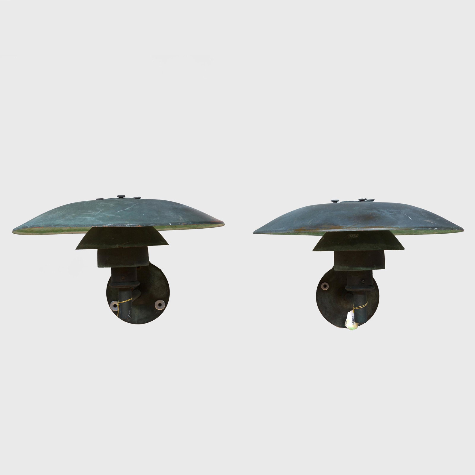Pair of Poul Henningsen Patinated Metal 'PH 4/3' Wall: Pair of Poul Henningsen Patinated Metal 'PH 4/3' Wall Lights 10 x 17 x 18 in.