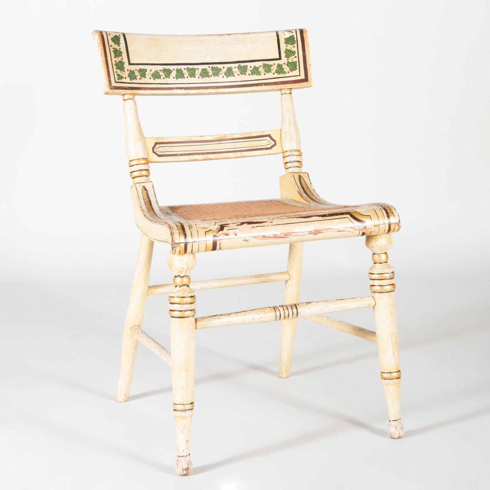 Federal Painted and Caned Fancy Chair, Baltimore: Federal Painted and Caned Fancy Chair, Baltimore Fitted with a caned seat. 30 1/2 x 18 3/4 x 18 in.
