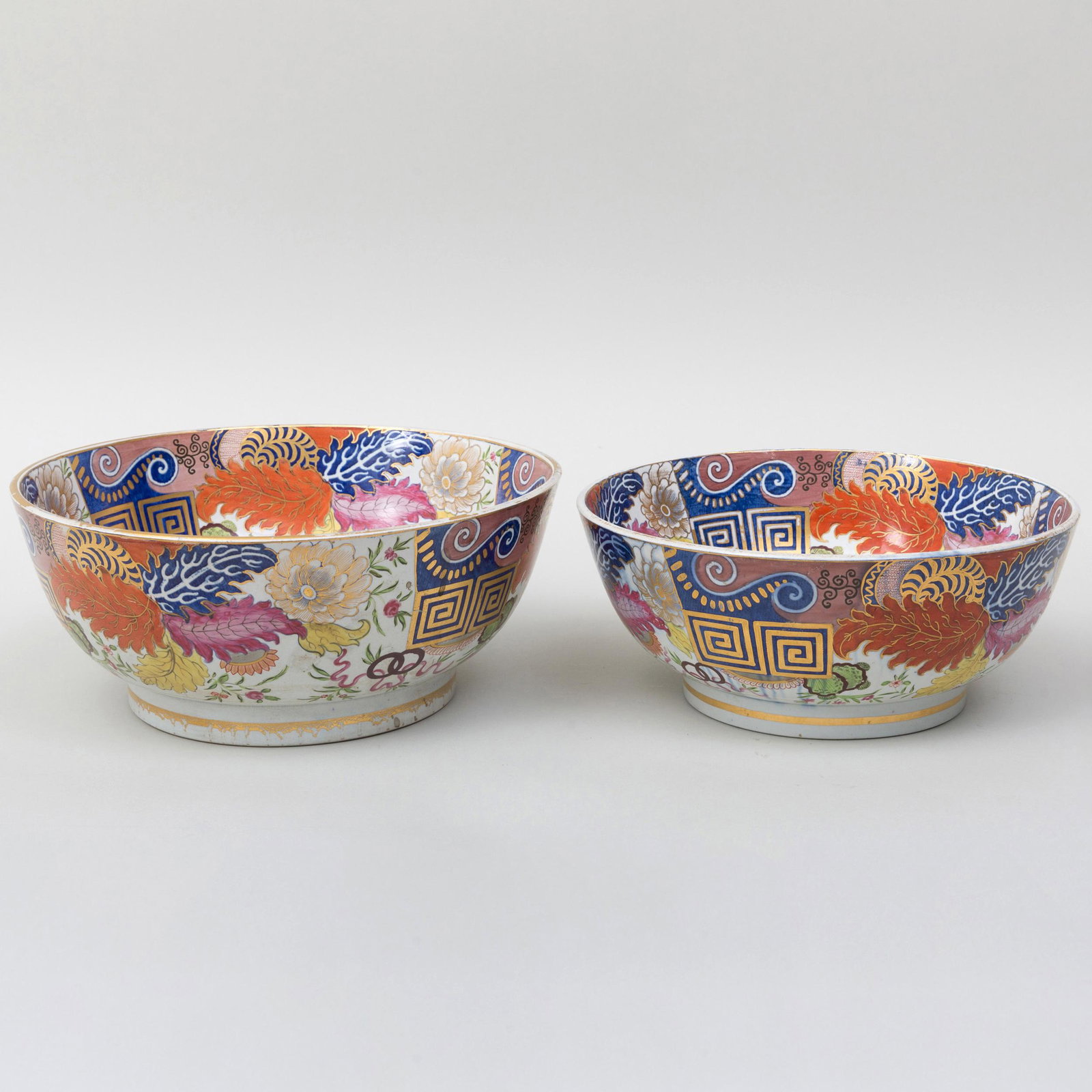 Two Turners Patent Ironstone Punch Bowls in Graduated: Two Turners Patent Ironstone Punch Bowls in Graduated Sizes Printed marks. The larger 12 3/8 in. diam.
