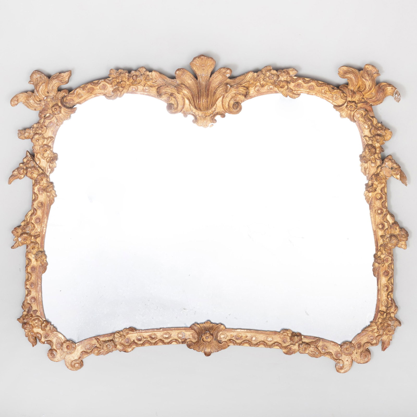 Continental Rococo Style Giltwood Mirror: Continental Rococo Style Giltwood Mirror 32 3/4 x 38 1/2 in.