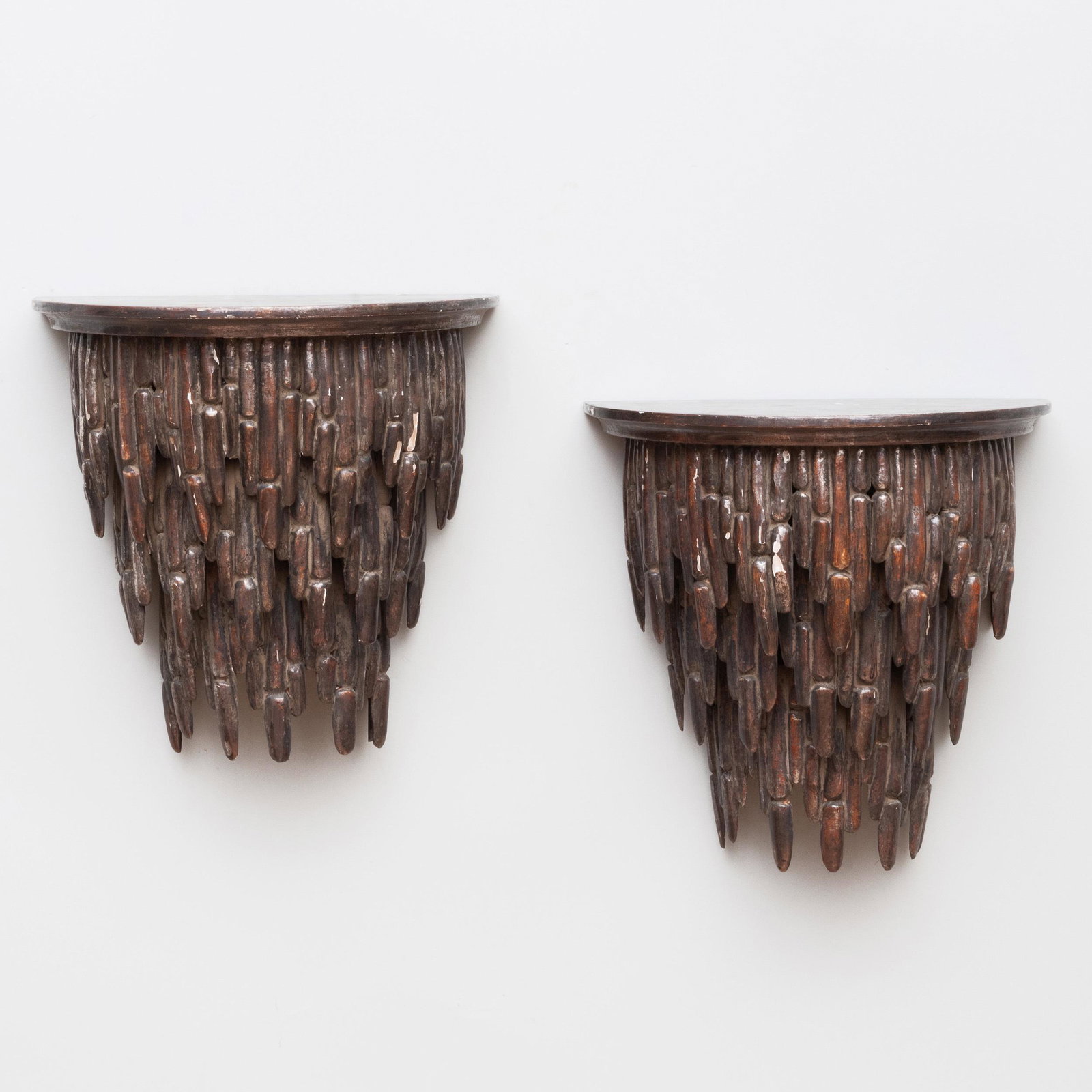 Pair of Icicle Form Silver Gilt Wall Brackets: Pair of Icicle Form Silver Gilt Wall Brackets 12 1/4 x 12 1/2 x 7 1/4 in.