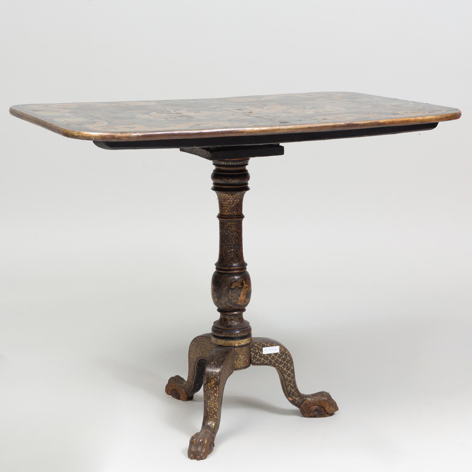 Chinese Export Black Lacquer and Parcel-Gilt Tea Table: Chinese Export Black Lacquer and Parcel-Gilt Tea Table 29 x 35 3/4 x 24 1/2 in.