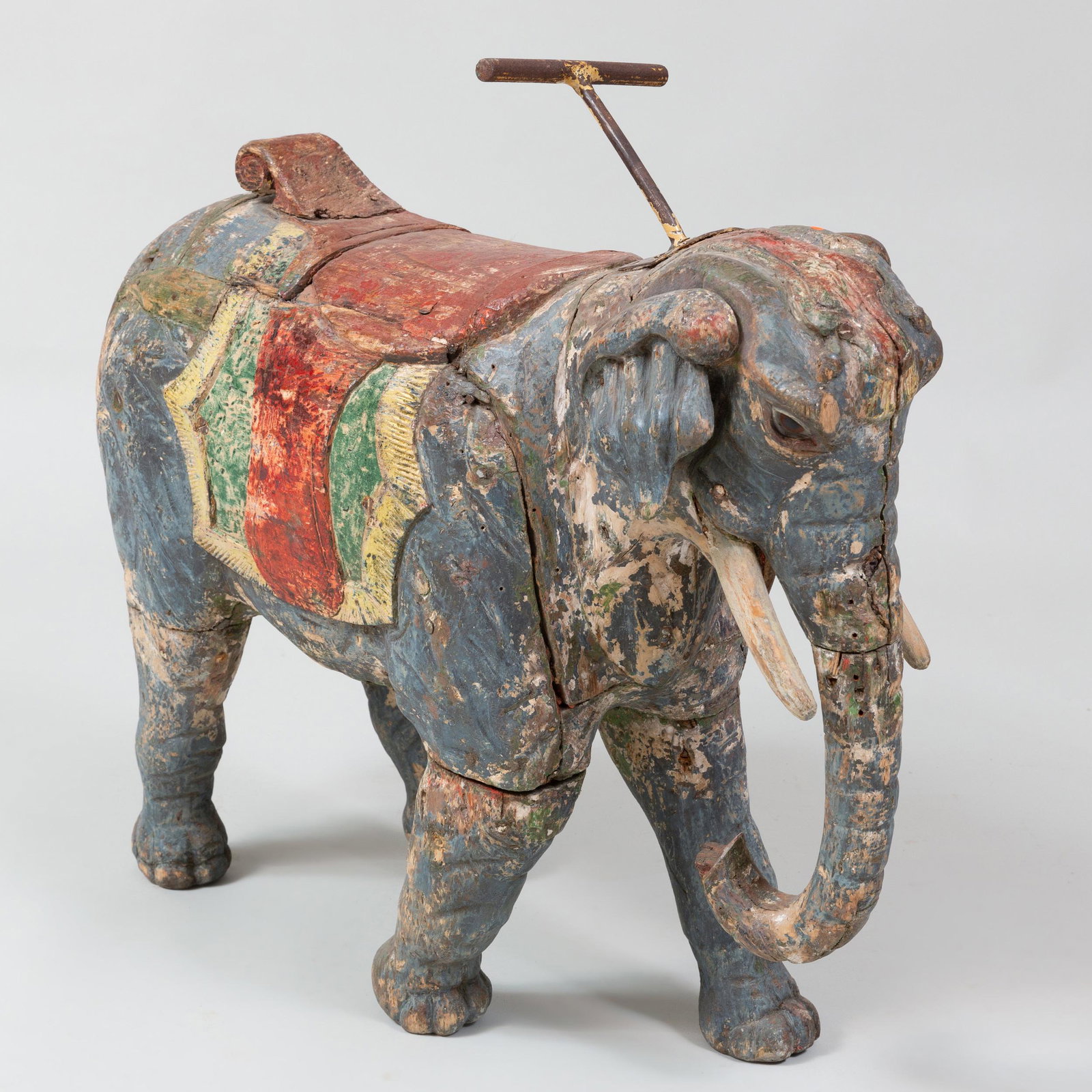 Victorian Painted Wood Elephant Child's Pull Toy: Victorian Painted Wood Elephant Child's Pull Toy 27 1/2 x 31 1/2 x 9 1/2 in.