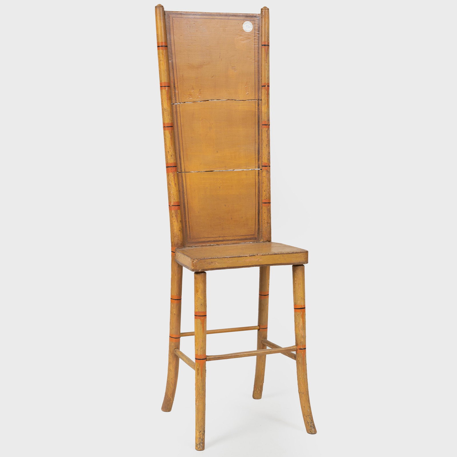 Late Regency Faux Bamboo Painted Hall Chair: Late Regency Faux Bamboo Painted Hall Chair 47 1/2 x 14 x 15 in. Sold Christie's, London, The Old Vicarage, West Malling, September 23, 1998, Lot 930.