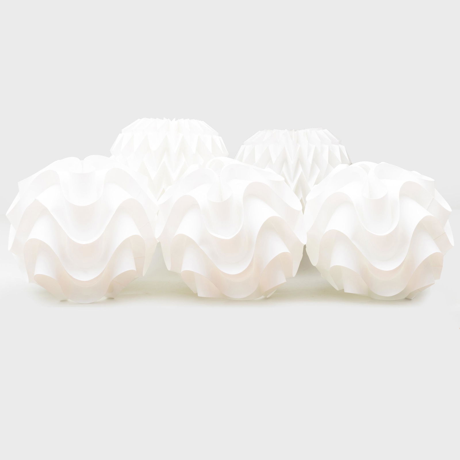 Group of Five Le Klint Paper Chandeliers: Group of Five Le Klint Paper Chandeliers The larger 16 in. diam.