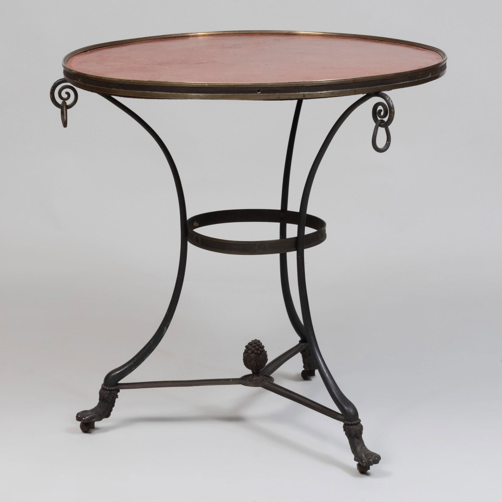 Directoire Style Metal and Painted Tin Faux Porphyry: Directoire Style Metal and Painted Tin Faux Porphyry Guèridon 29 1/2 x 28 1/2 in.