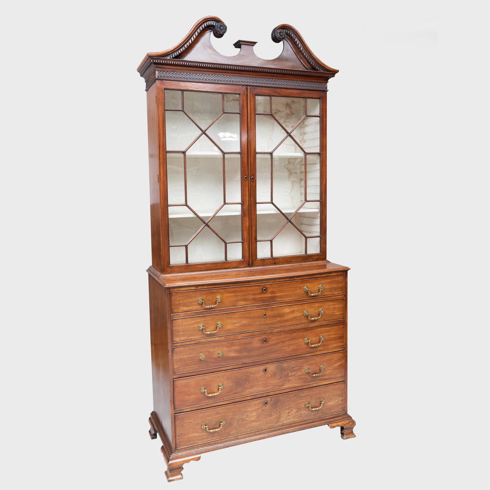 George III Mahogany Secretary Bookcase: George III Mahogany Secretary Bookcase Fitted with a later cresting. 8 ft. 4 in. x 47 x 22 1/2 in.