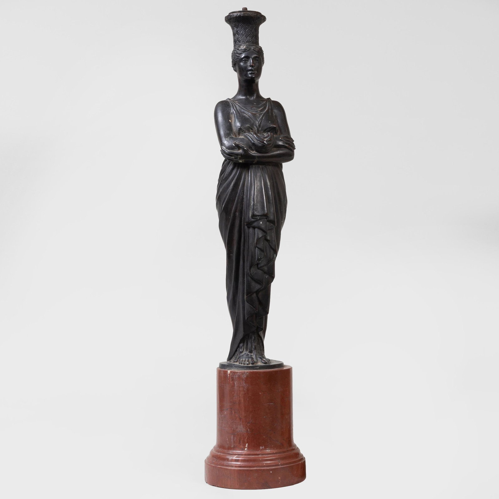 Allen Townsend Terrell (1892-1986): Classical Caryatid: Allen Townsend Terrell (1892-1986): Classical Caryatid Bronze, signed 'Allen Terrell' on base; together with a plaster copy mounted as a lamp. The bronze 24 in. high; the lamp 28 in. high (to socket).
