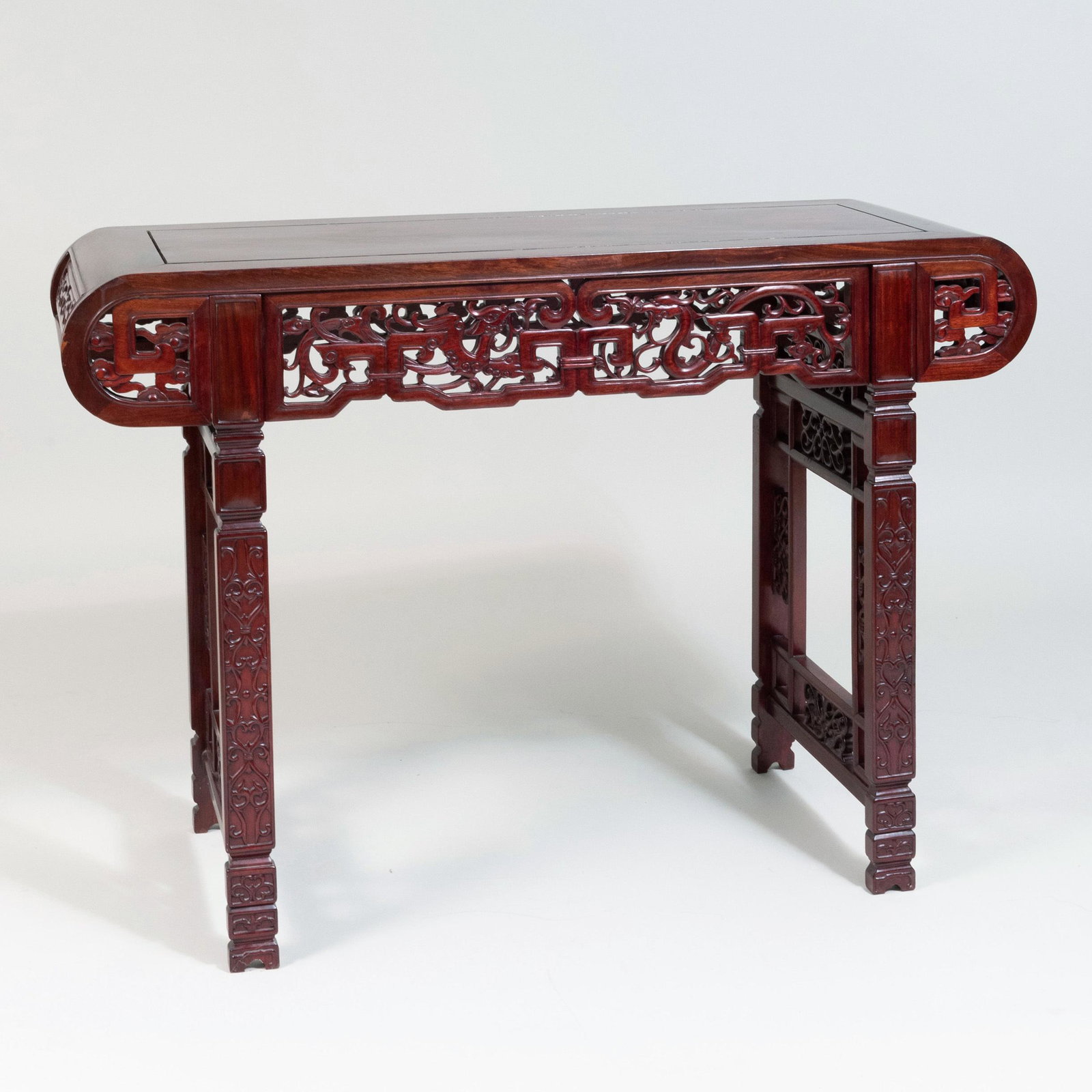 Chinese Carved Hardwood Altar Table: Chinese Carved Hardwood Altar Table 33 x 47 x 17 in. Property from a Distinguished Gentleman, New York City