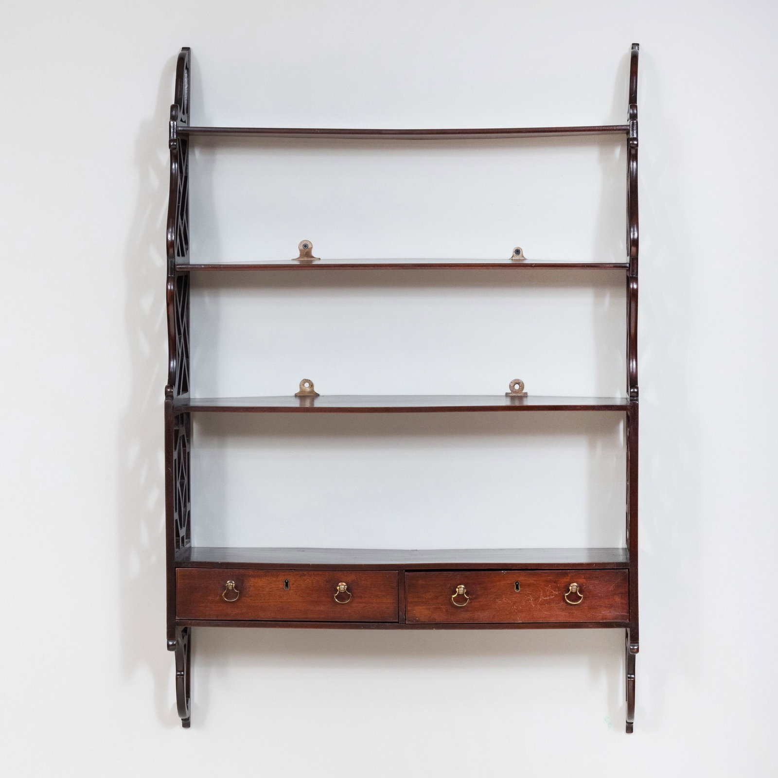George III Mahogany Hanging Shelf: George III Mahogany Hanging Shelf 41 x 27 1/4 x 7 1/2 in.