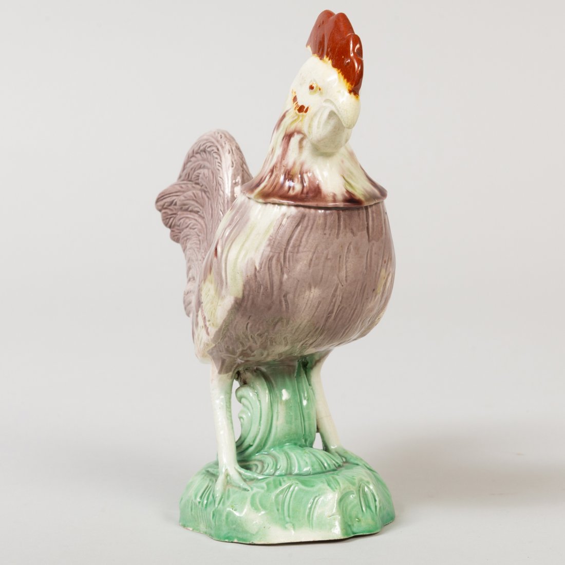 Ralph Wood Staffordshire Pottery Model of a Rooster: Ralph Wood Staffordshire Pottery Model of a Rooster 8 1/4 in. high. Label for John Howard, Woodstock, UK. Property from a Distinguished Gentleman, New York City
