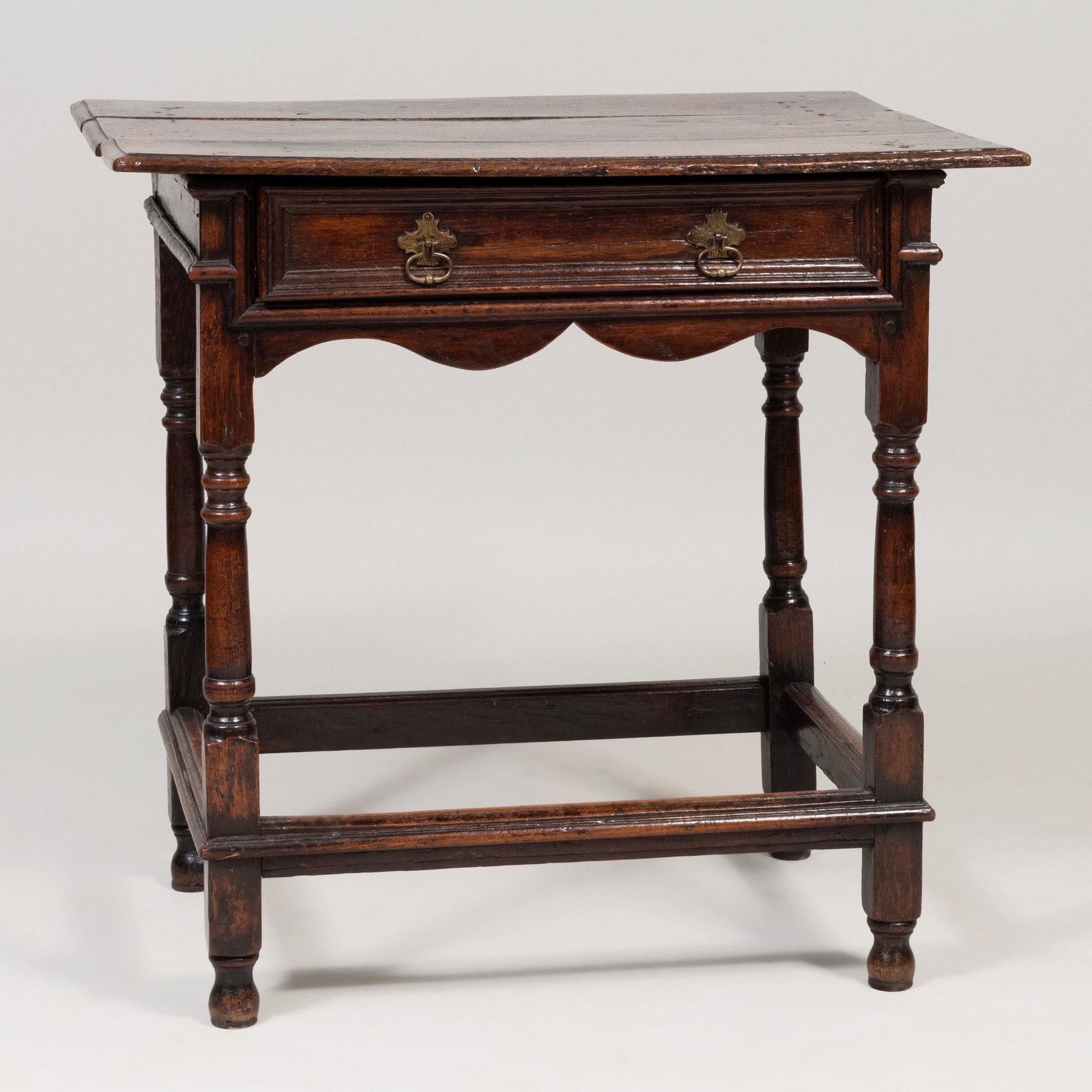 William and Mary Oak Side Table: William and Mary Oak Side Table 28 1/2 x 29 3/4 x 22 in.