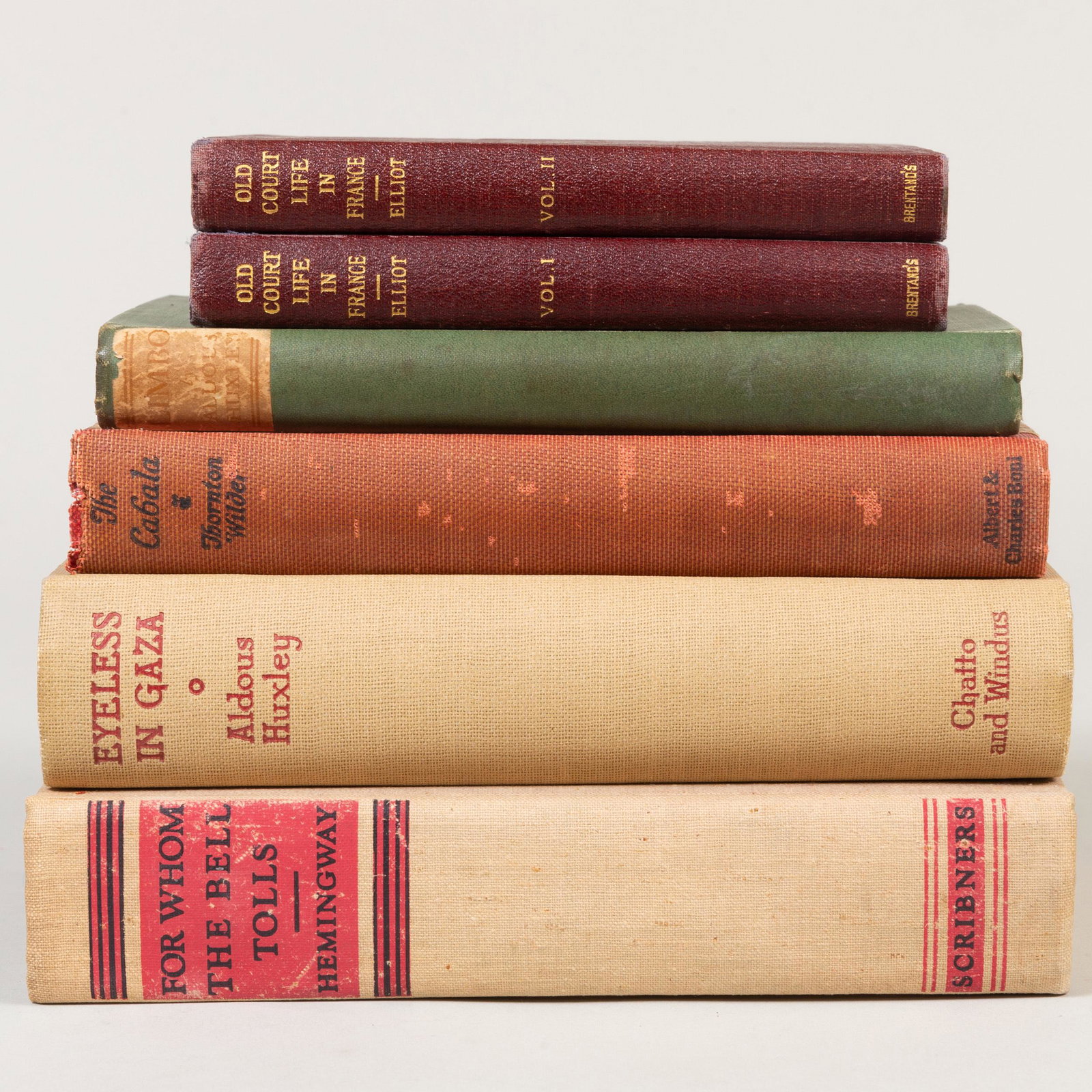Six Volumes of Fiction: Six Volumes of Fiction Comprising: Frances Elliot: Old Court Life in France, vol. I & II, published New York, Brentano's Aldous Huxley: Limbo, published Lonodn, Chatto & Windus, 1920