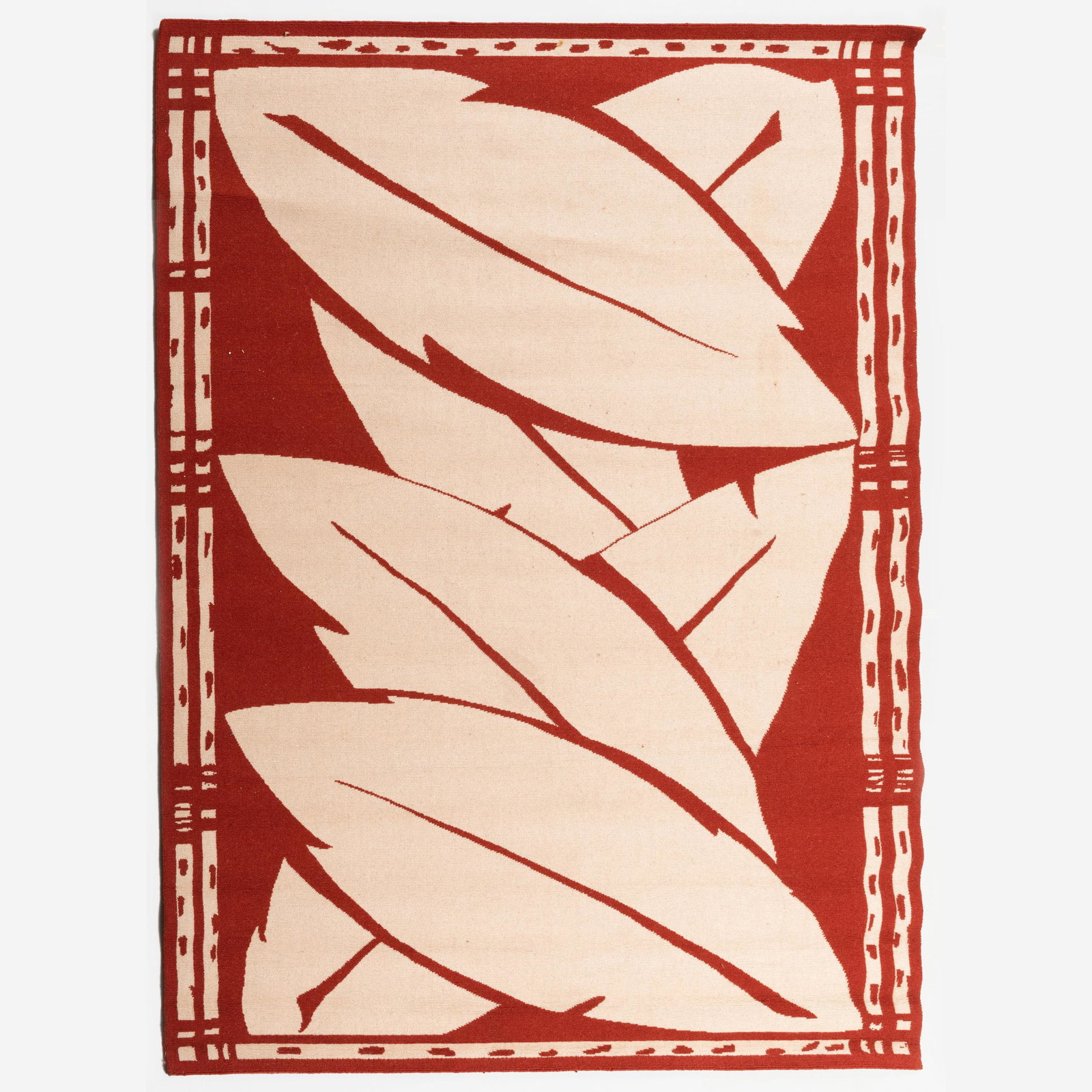 Modern French Jacquard-Woven Carpet, Designed by: Modern French Jacquard-Woven Carpet, Designed by Jacques A. Luzeau Manufactured by Cogolin. 7 ft. 11 in. x 5 ft. 9 in. The Collection of Mr. & Mrs. John H. Gutfreund: 834 Fifth Avenue