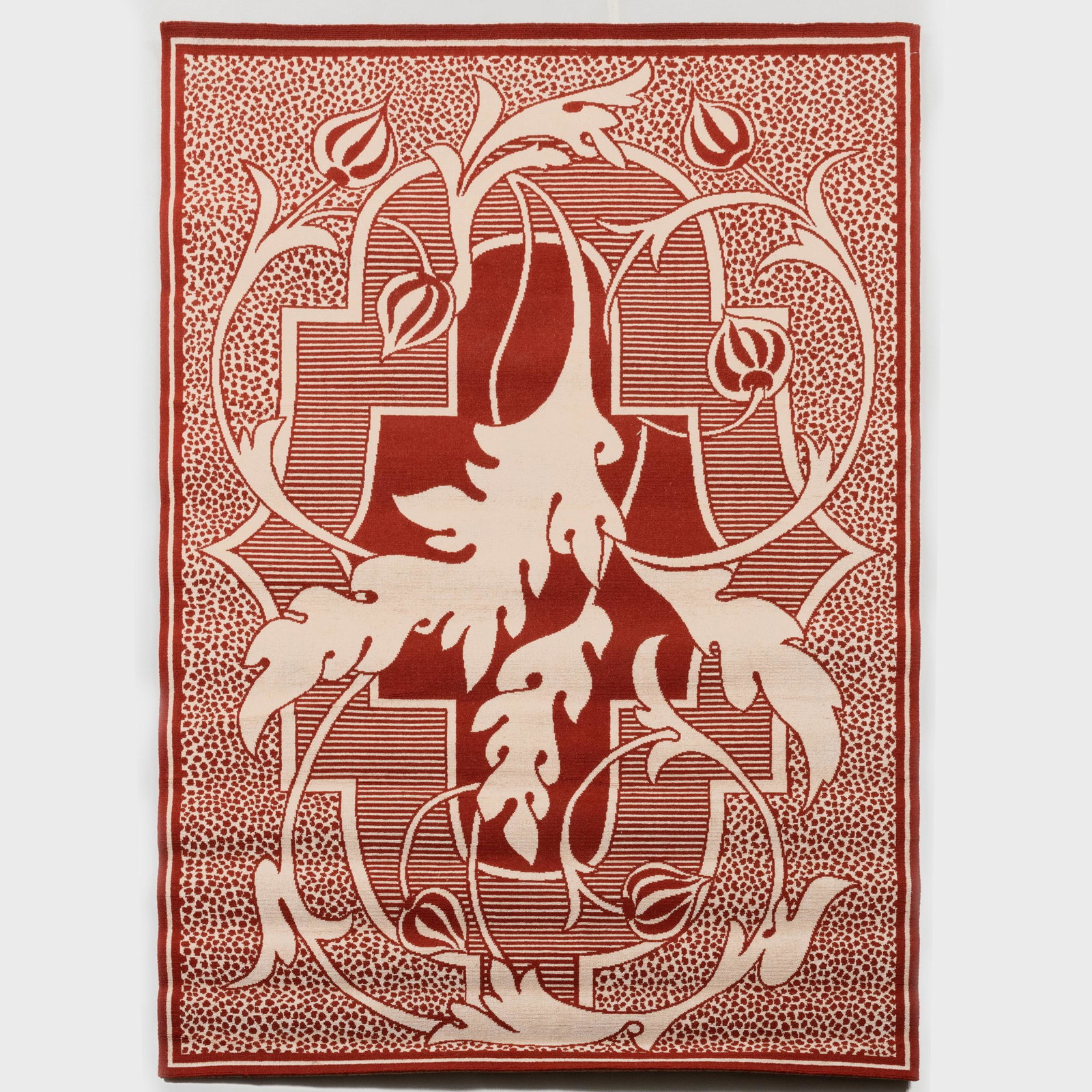 Modern French Jacquard-Woven Carpet, Designed by: Modern French Jacquard-Woven Carpet, Designed by Jacques A. Luzeau Manufactured by Cogolin. 8 ft. x 5 ft. 9 in. The Collection of Mr. & Mrs. John H. Gutfreund: 834 Fifth Avenue