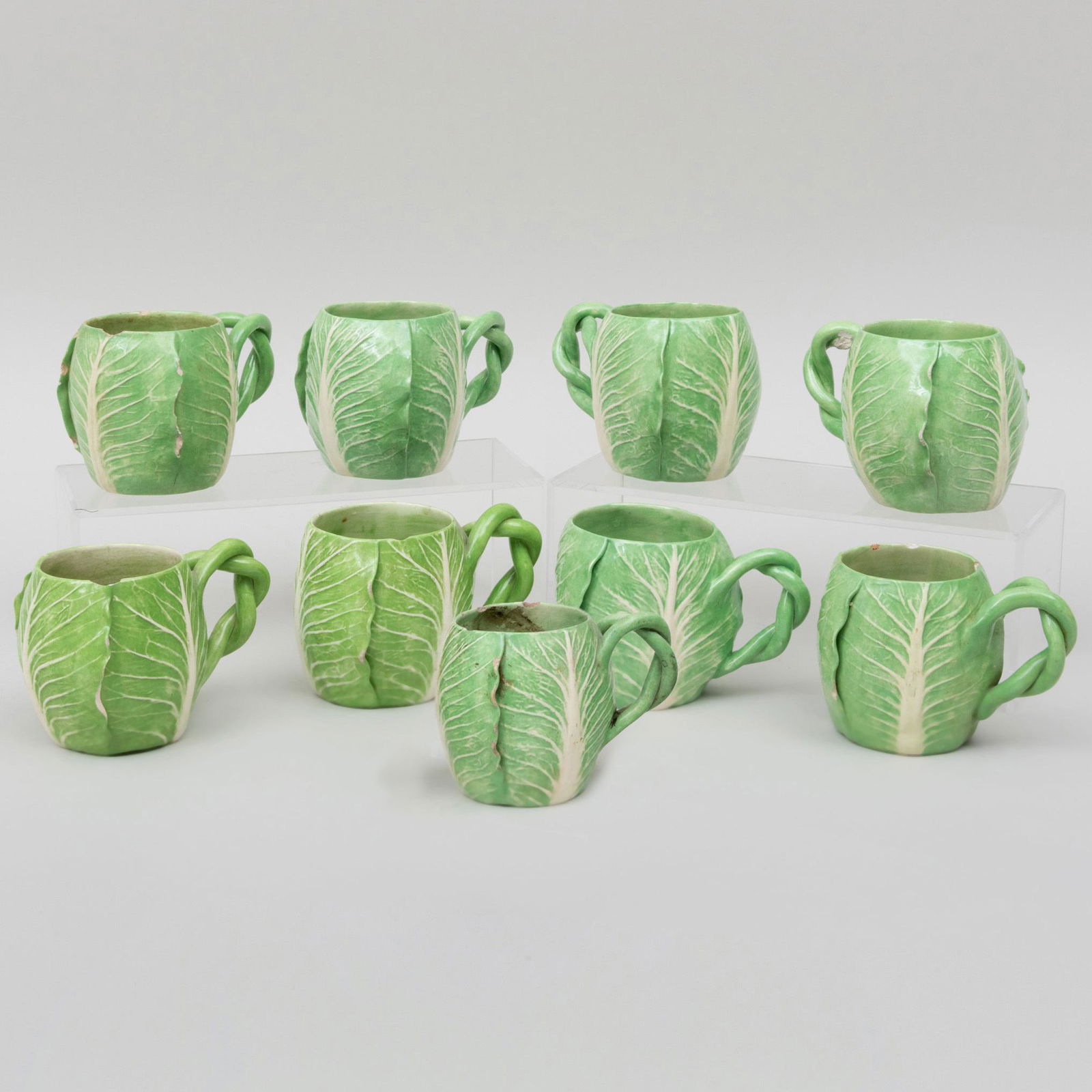 Group of Nine Dodie Thayer Porcelain Lettuce Form Mugs (1 of 9)