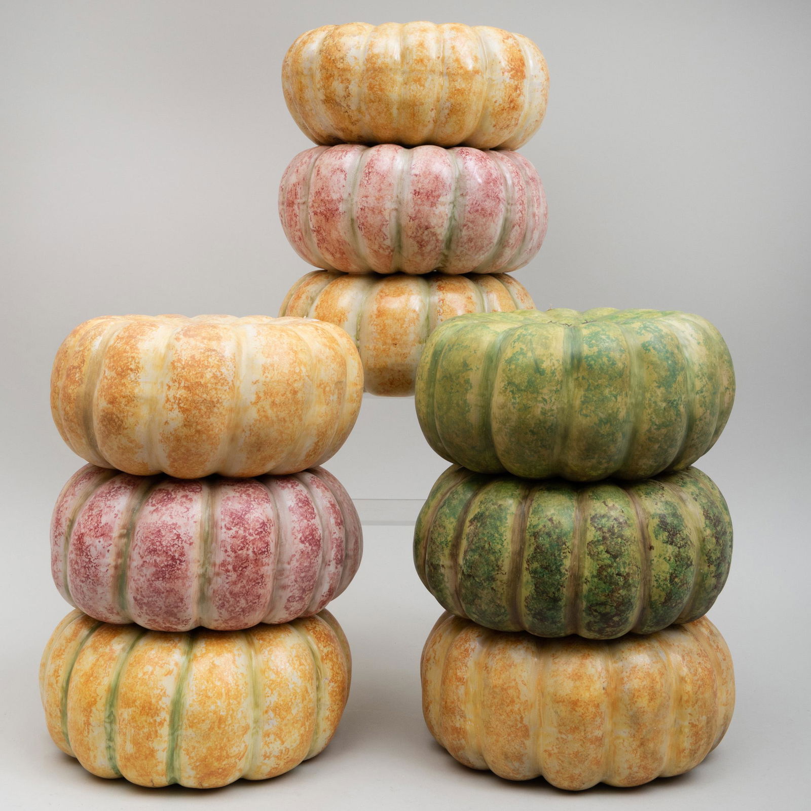 Group of Three Large Italian Glazed Stacked Gourd Form (1 of 8)
