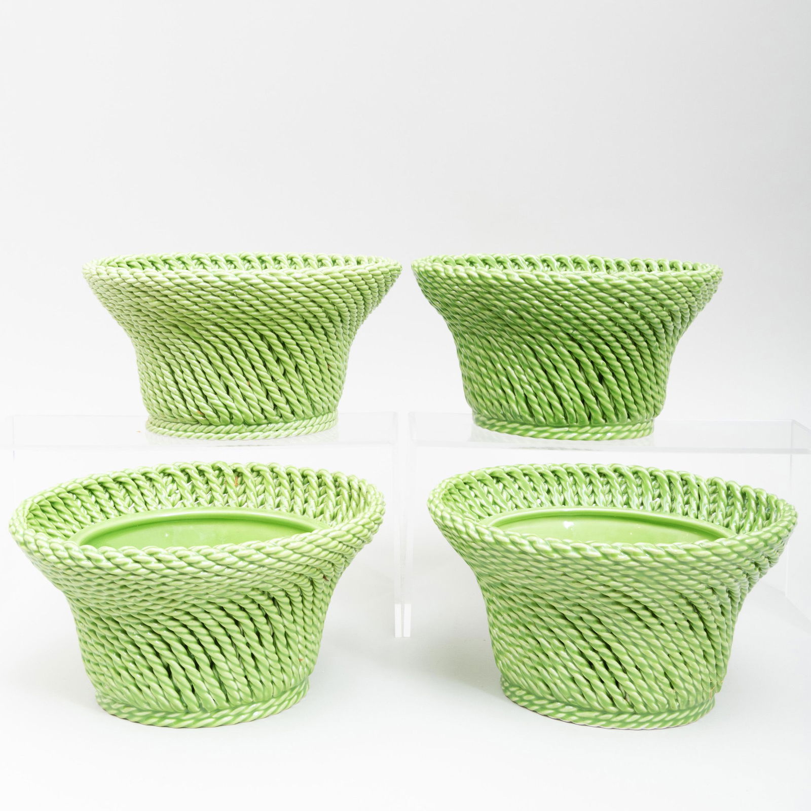 Set of Four Italian Mottahedeh Green Glazed Porcelain (1 of 3)