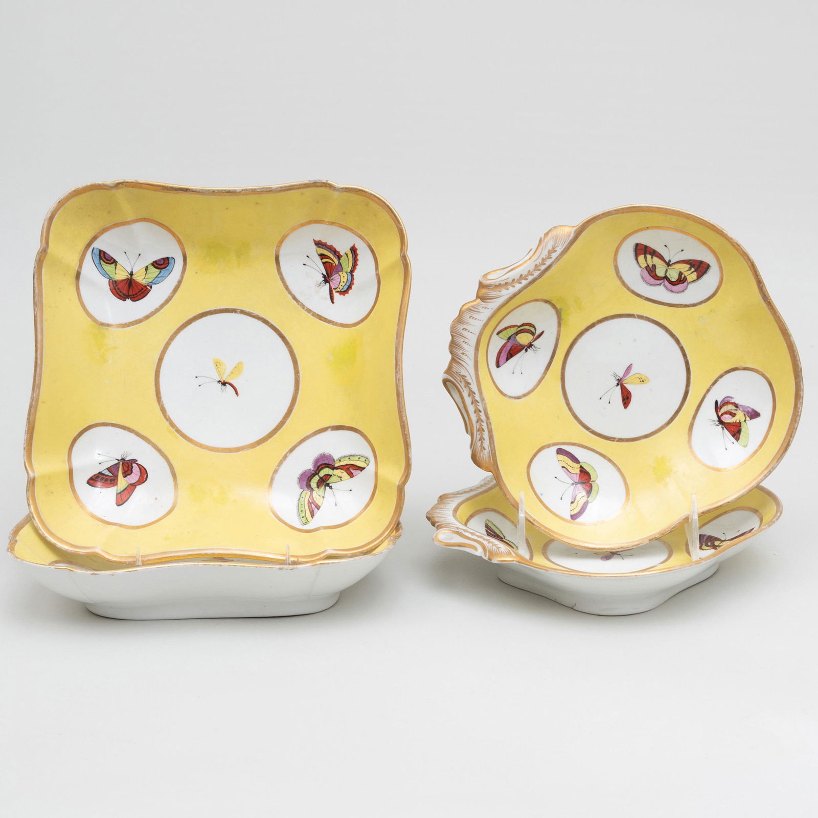 Group of Four English Porcelain Yellow Ground Serving (1 of 2)