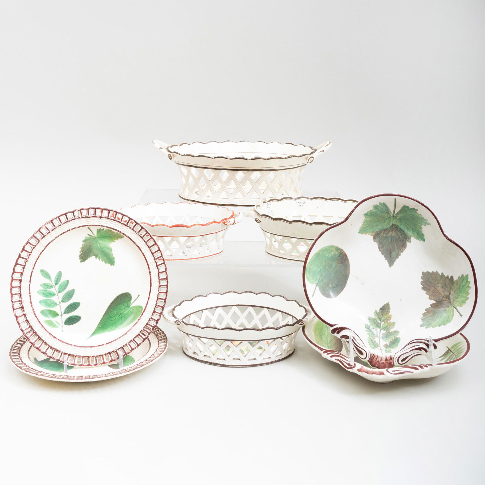 Group of Creamware Leaf and Flower Decorated Serving (1 of 11)