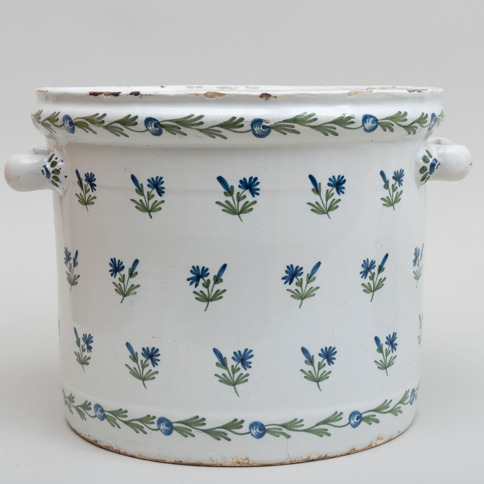 Continental Faience Orange Tub Decorated with Blue (1 of 6)