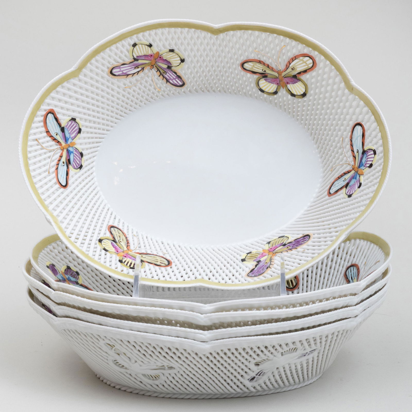Group of Five Klausenberg Porcelain Butterfly Baskets (1 of 3)