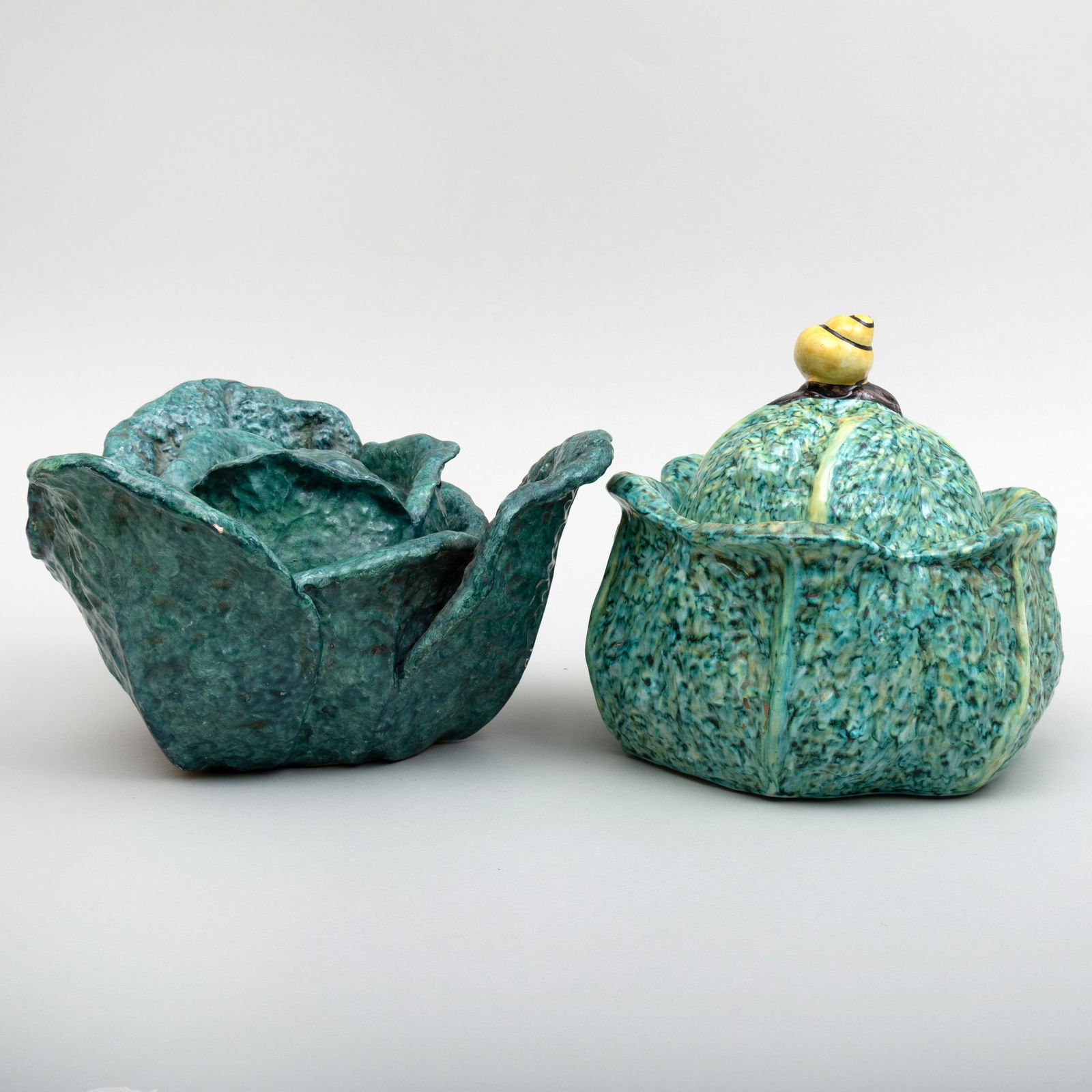 French Glazed Cabbage Form Tureen and Cover and a (1 of 2)